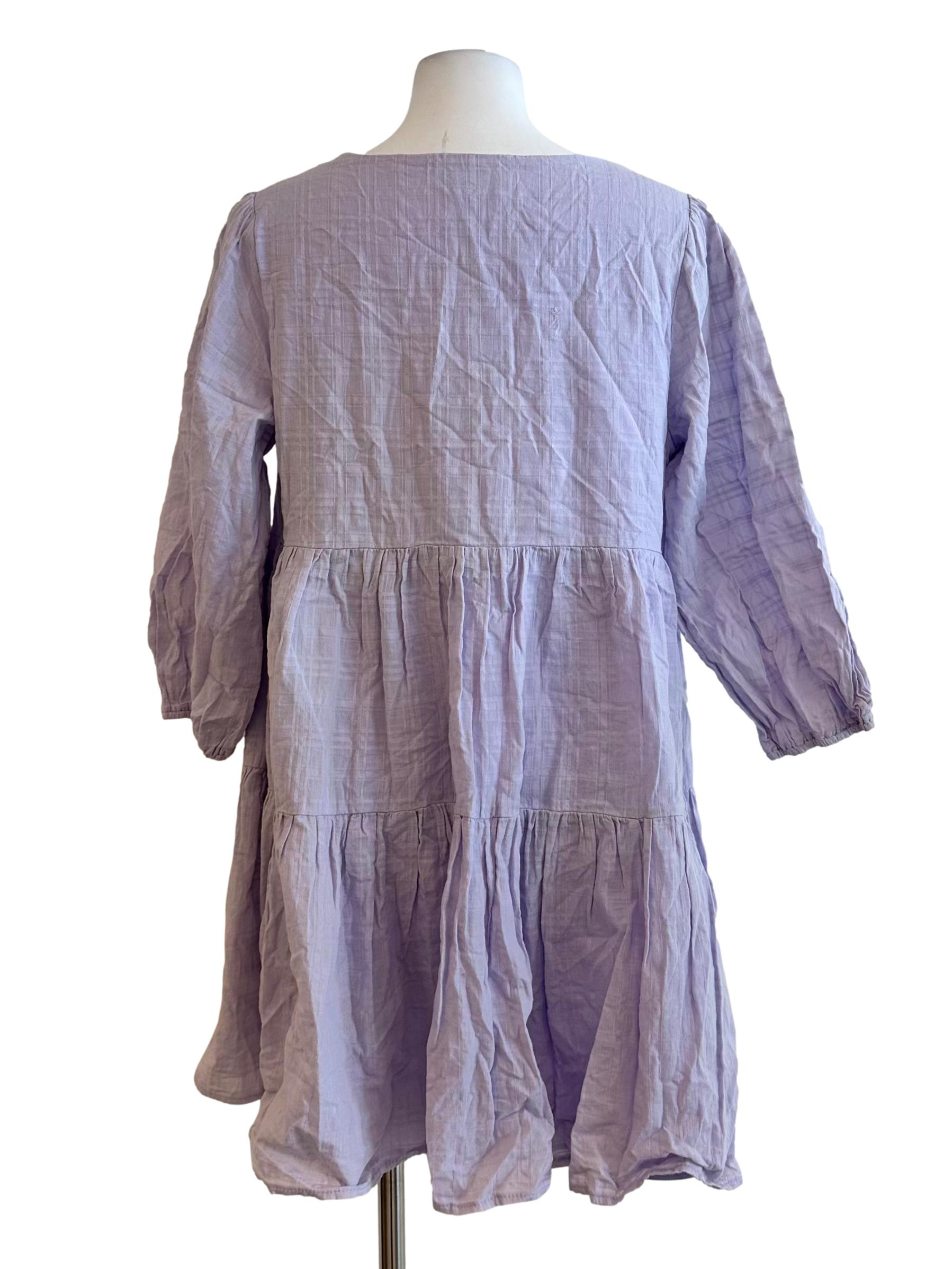 Heather Purple Cotton Mini Dress
