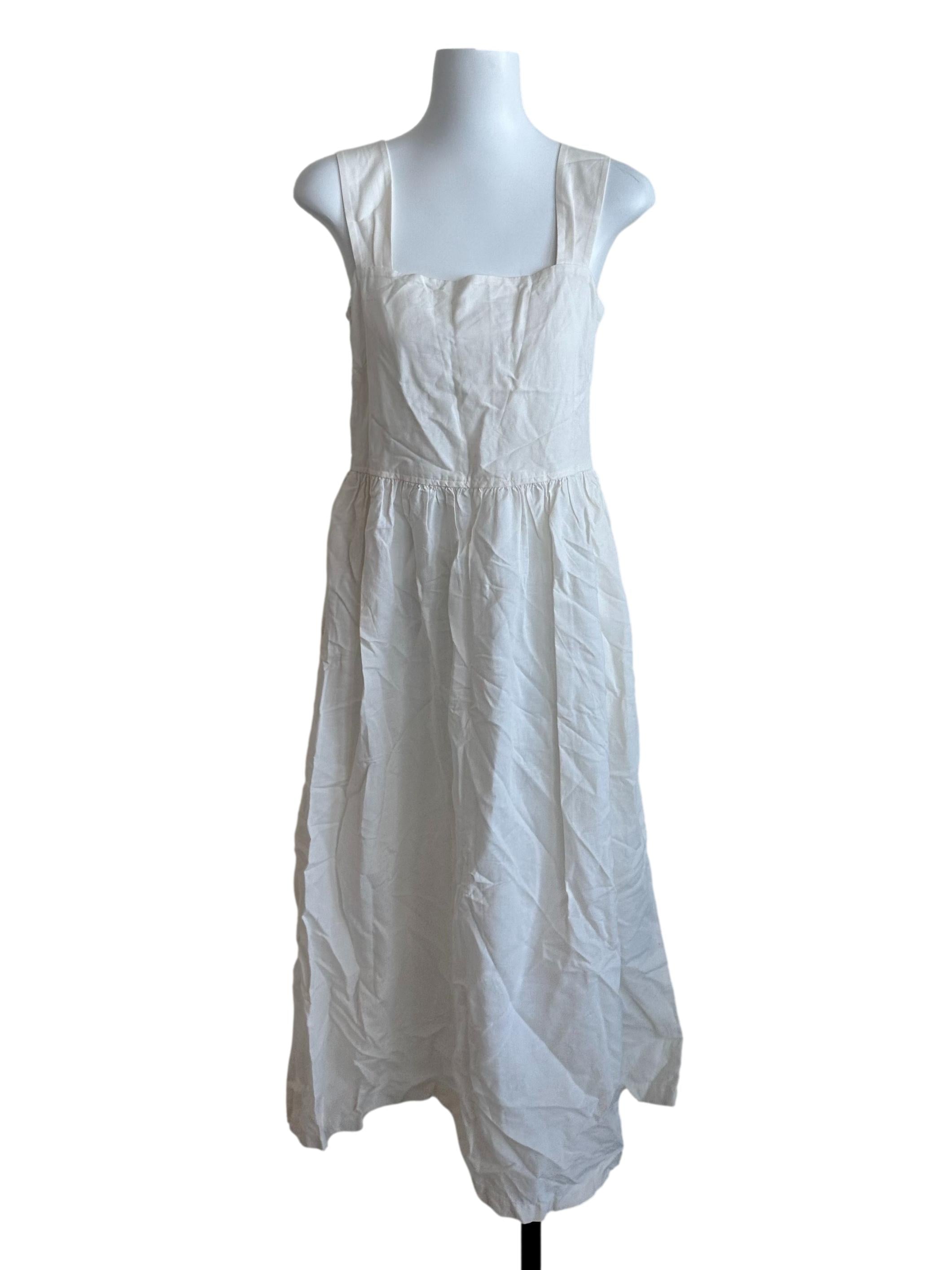 Snow White Square Neck Linen Dress