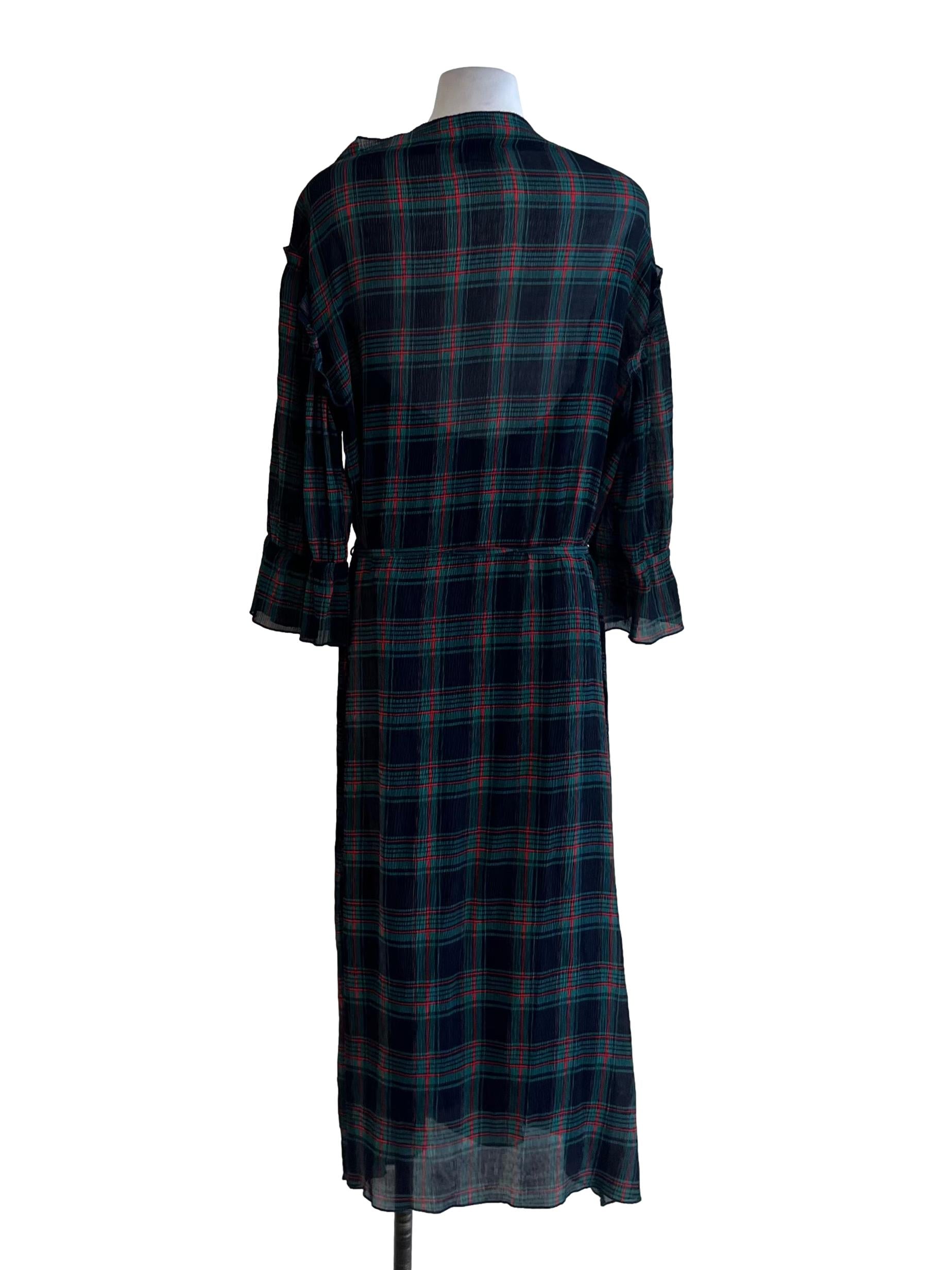 Navy Blue Tartan Empire Dress