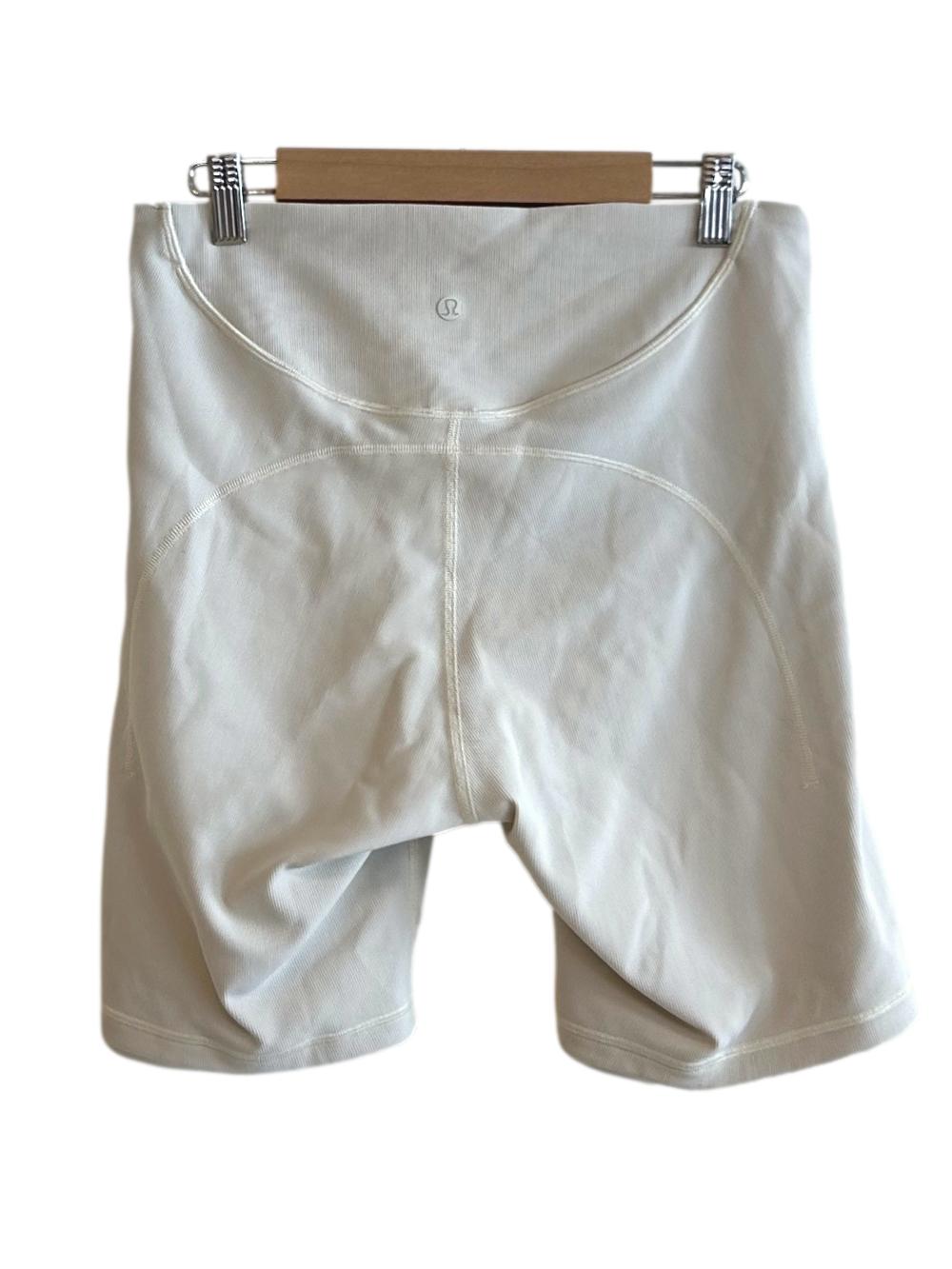 Beige Ribbed Biker Shorts