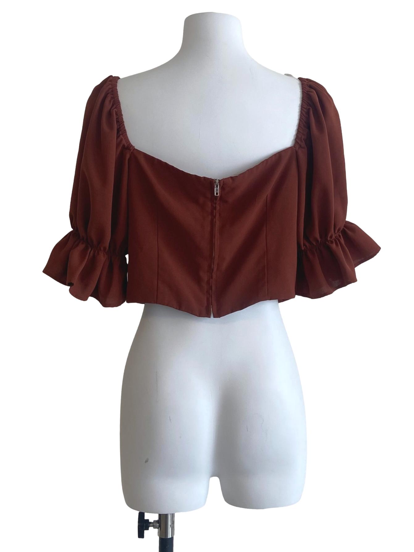 Cinnamon Brown Crop Blouse