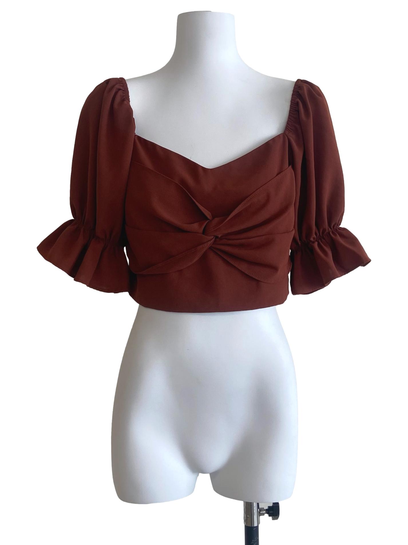 Cinnamon Brown Crop Blouse