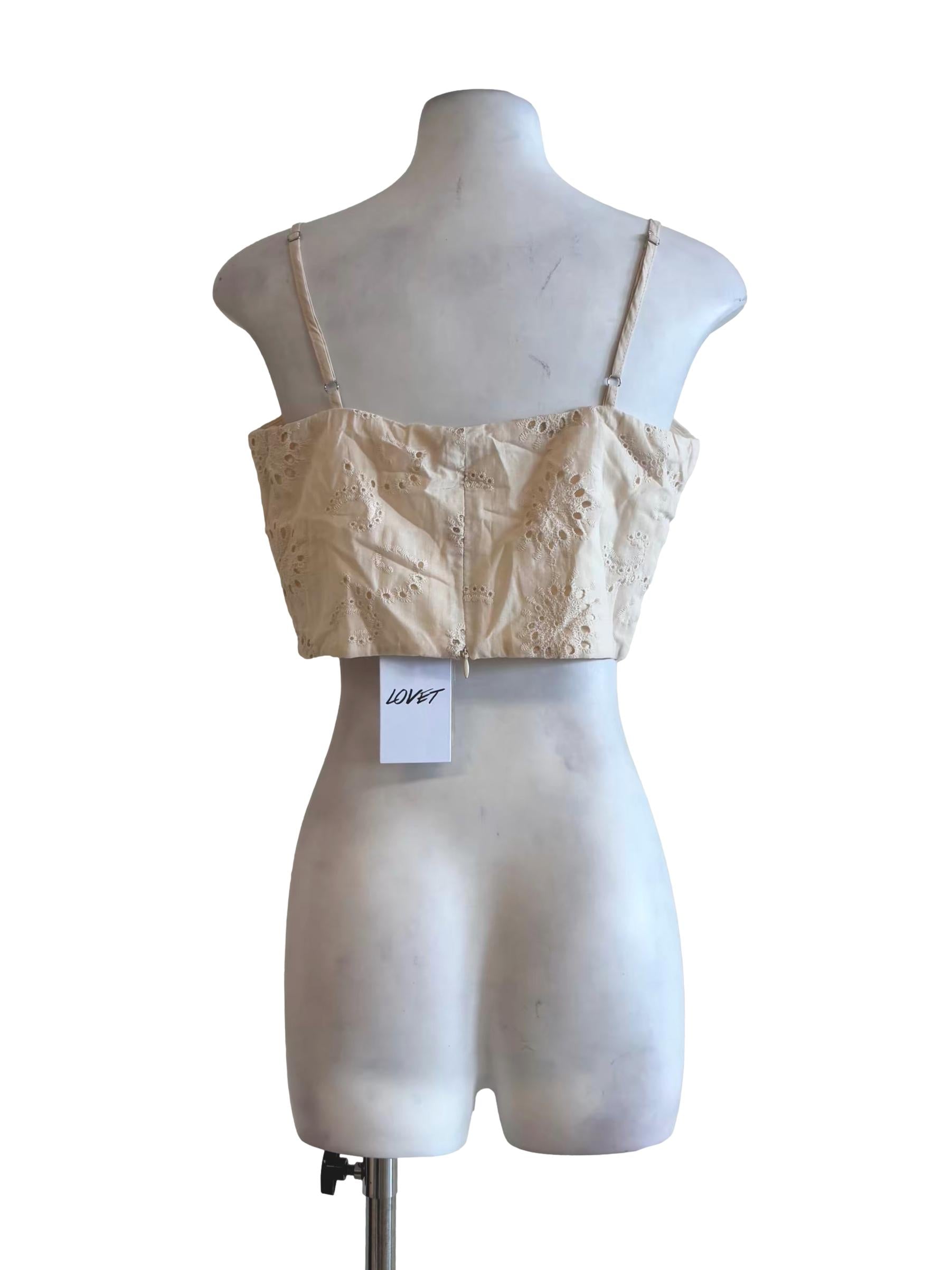 Beige Cotton Eyelet Camisole