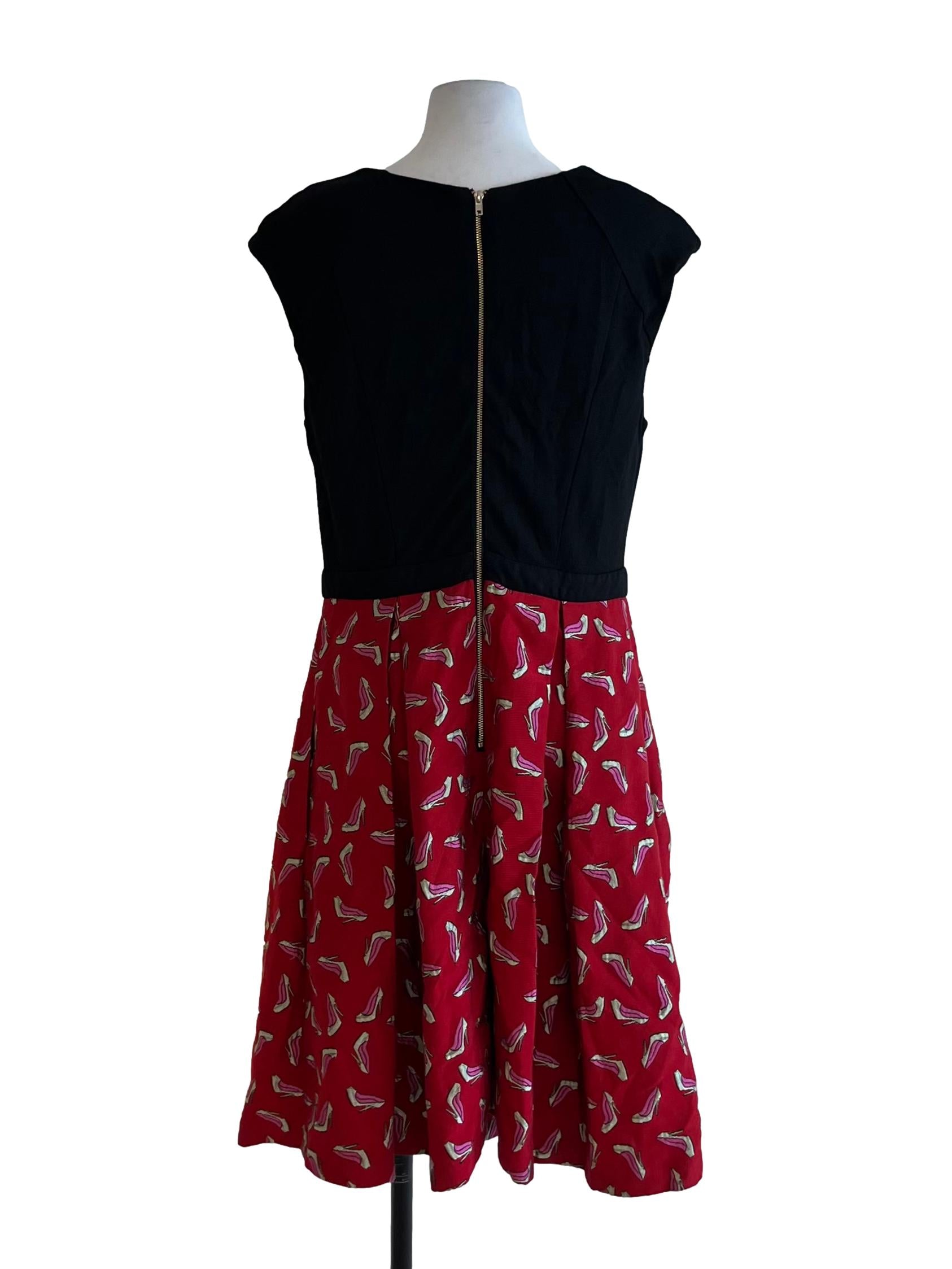 Black Jewel Neckline A-Line Dress