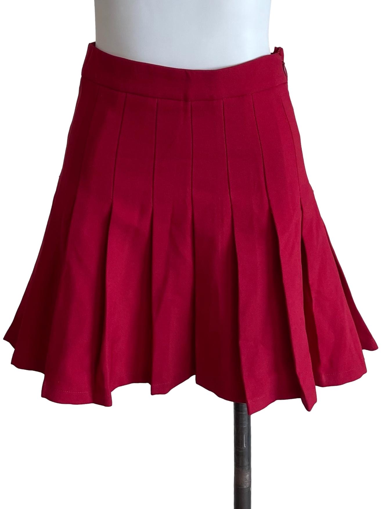 Crimson Pleated Skirts