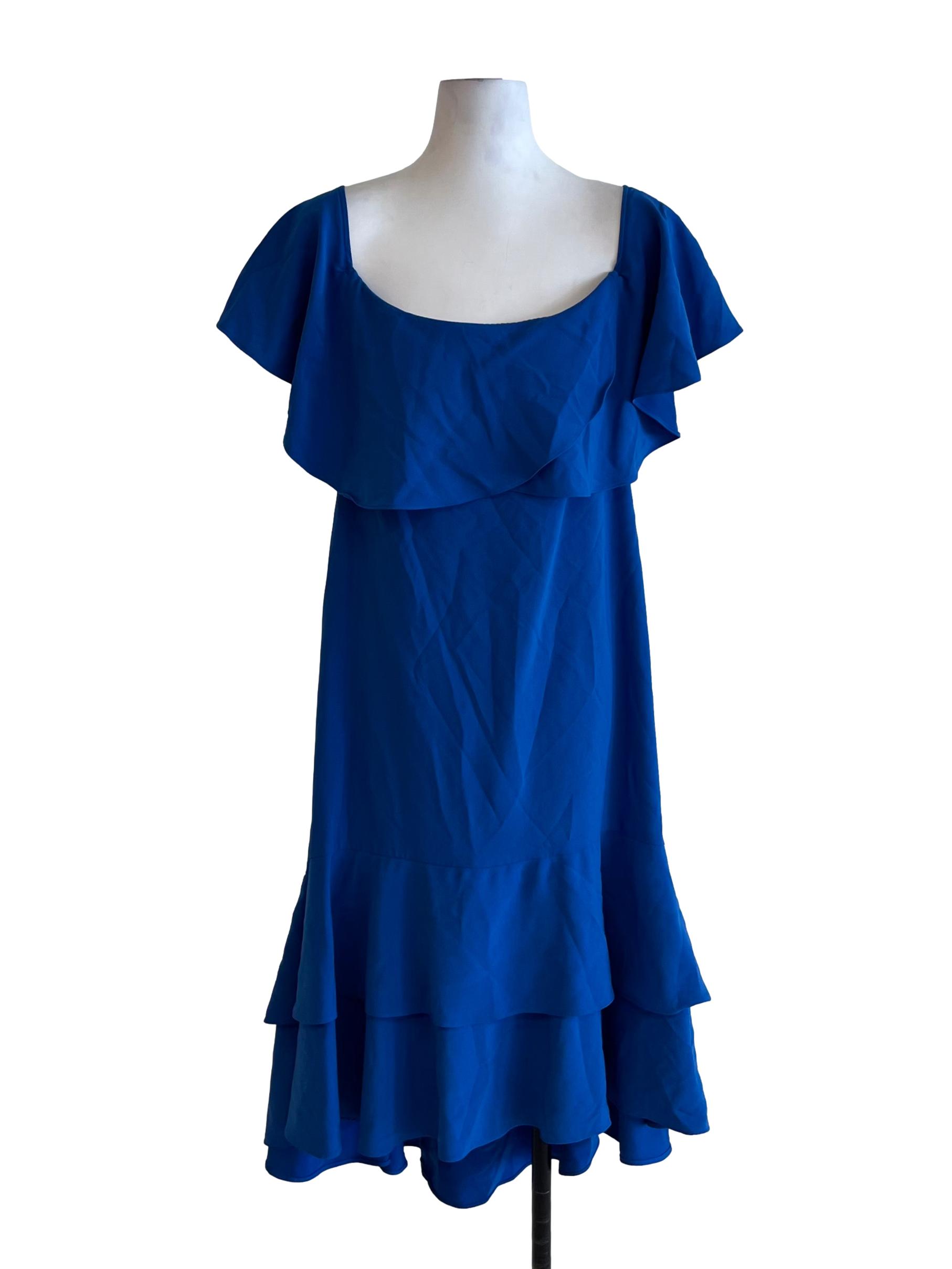 Cobalt Blue Square Neckline Empire Dress