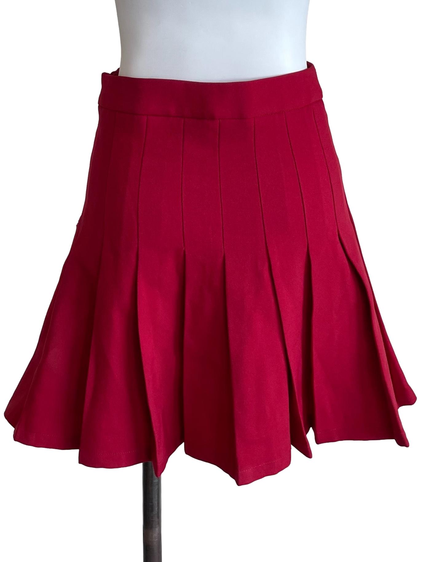 Crimson Pleated Skirts