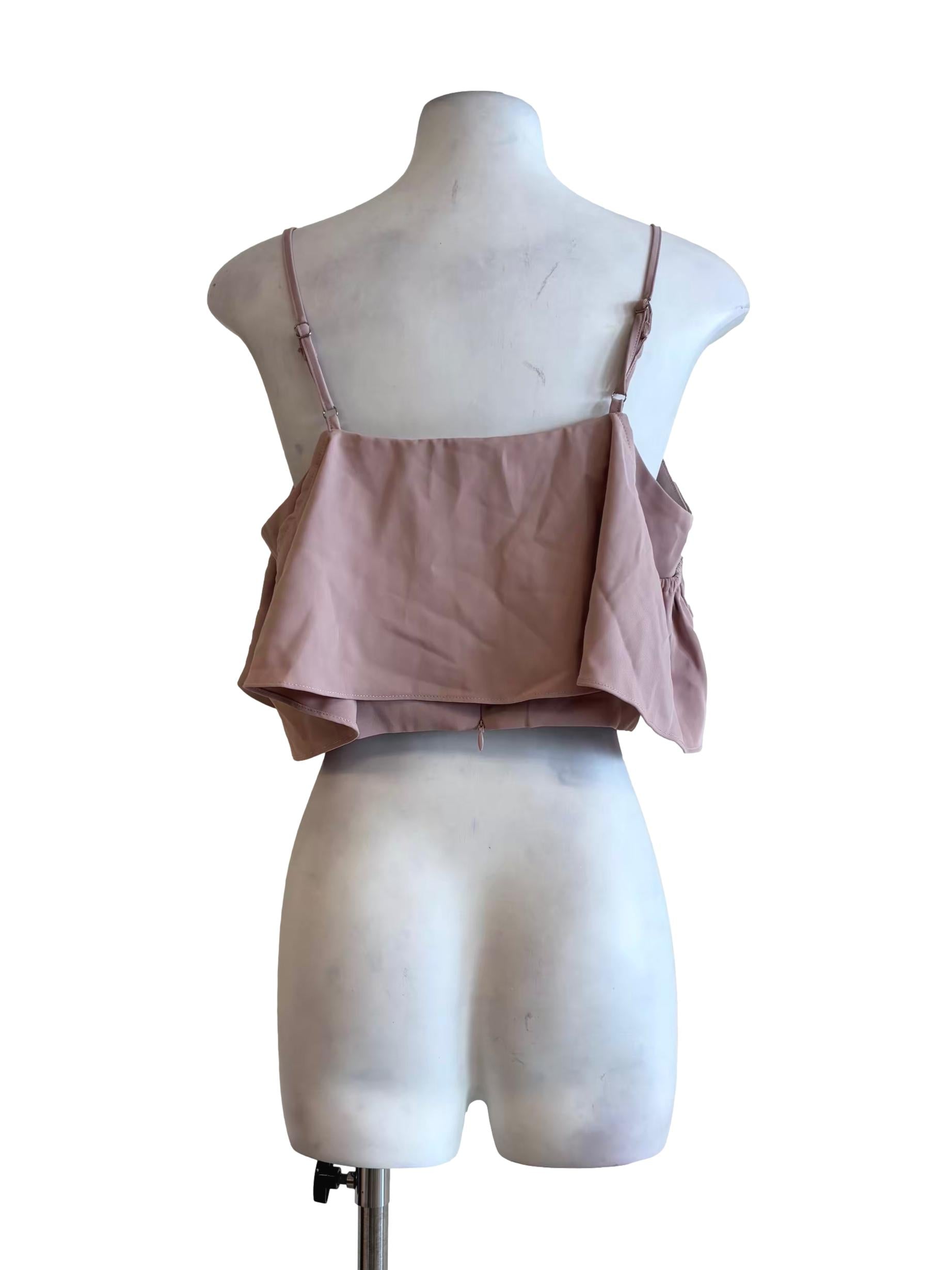 Nude Pink Spaghetti Strap Drape Top
