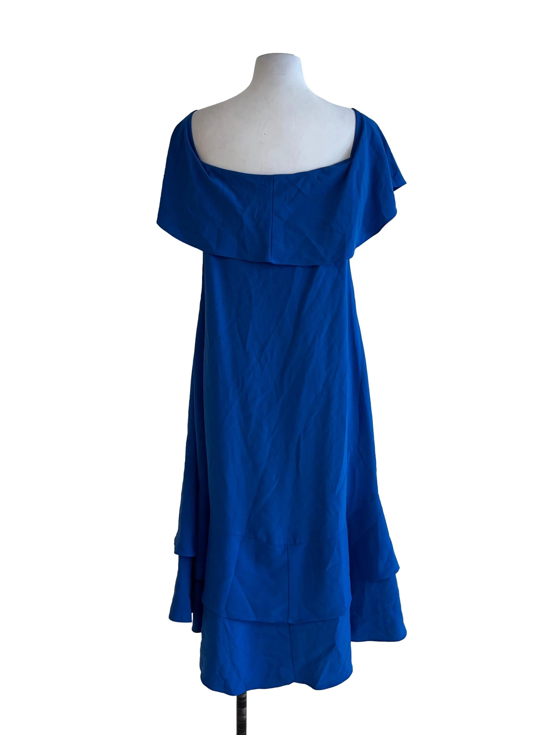 Cobalt Blue Square Neckline Empire Dress