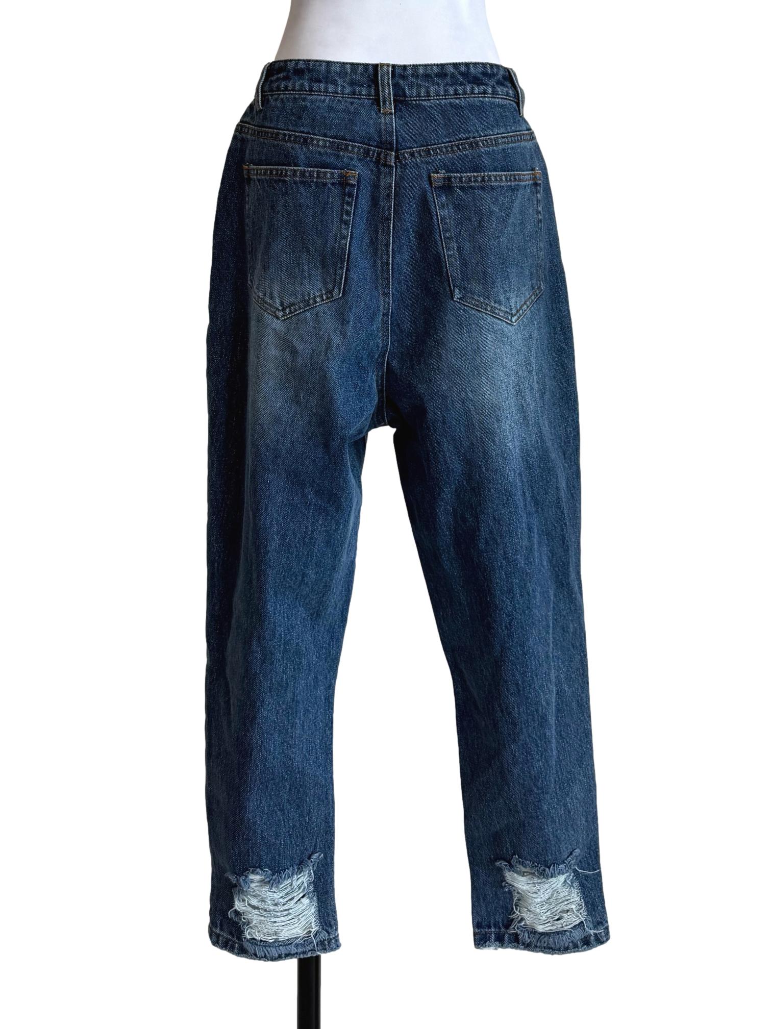 Washed Denim Ripped Pencil Cut Jeans