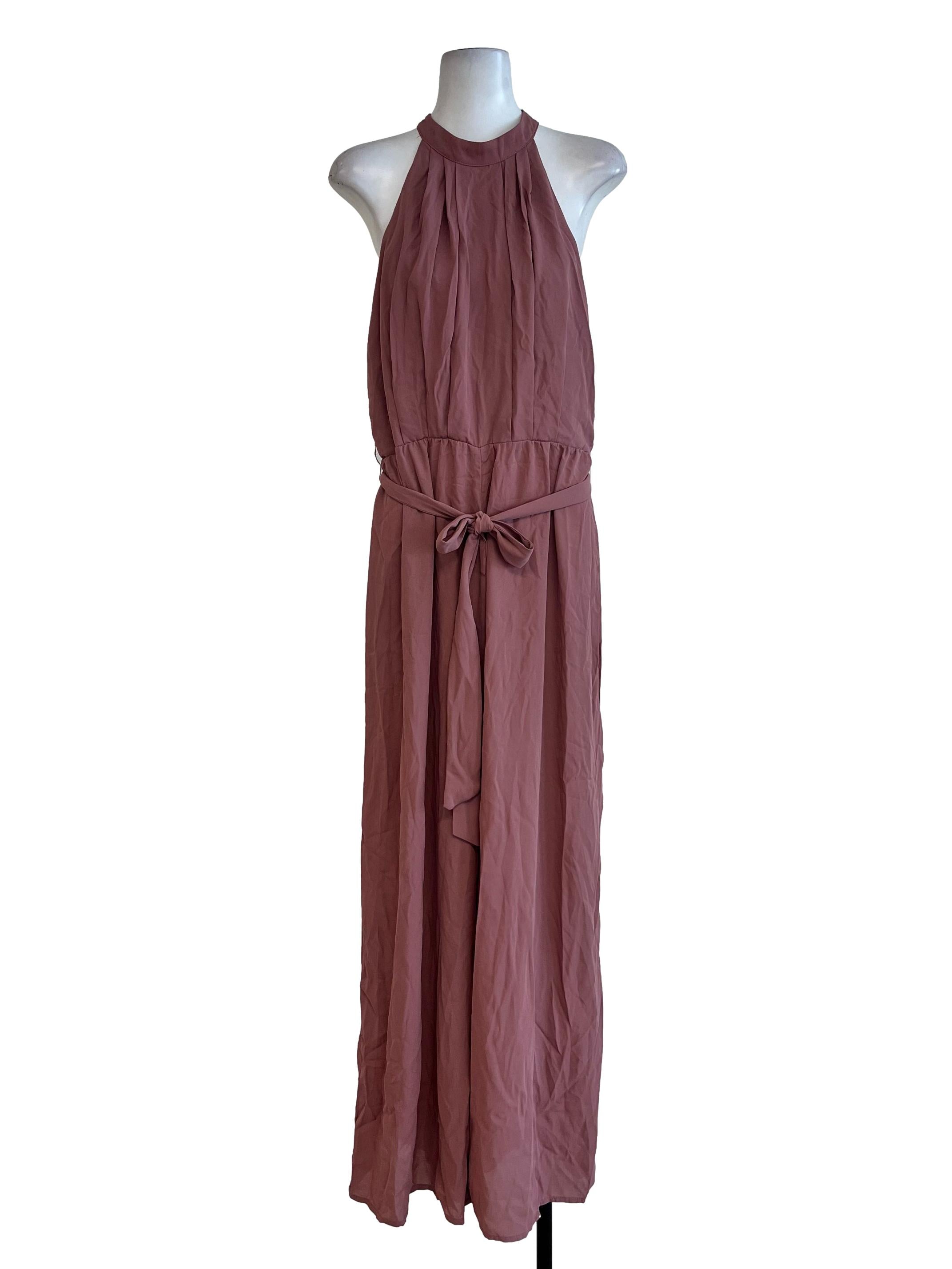 Pink Plain Sleeveless Jumpsuit