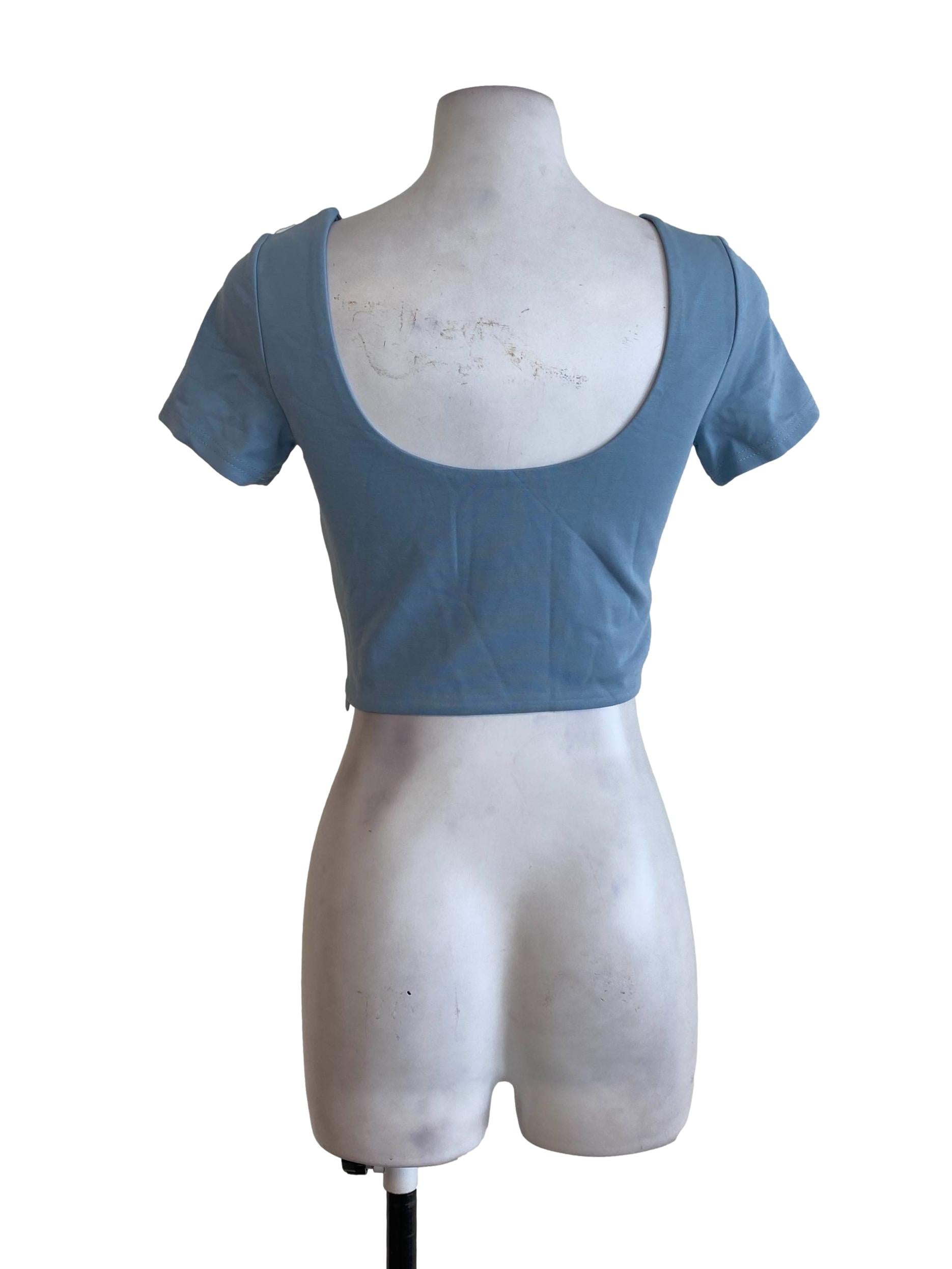 Blue Square Neck Top
