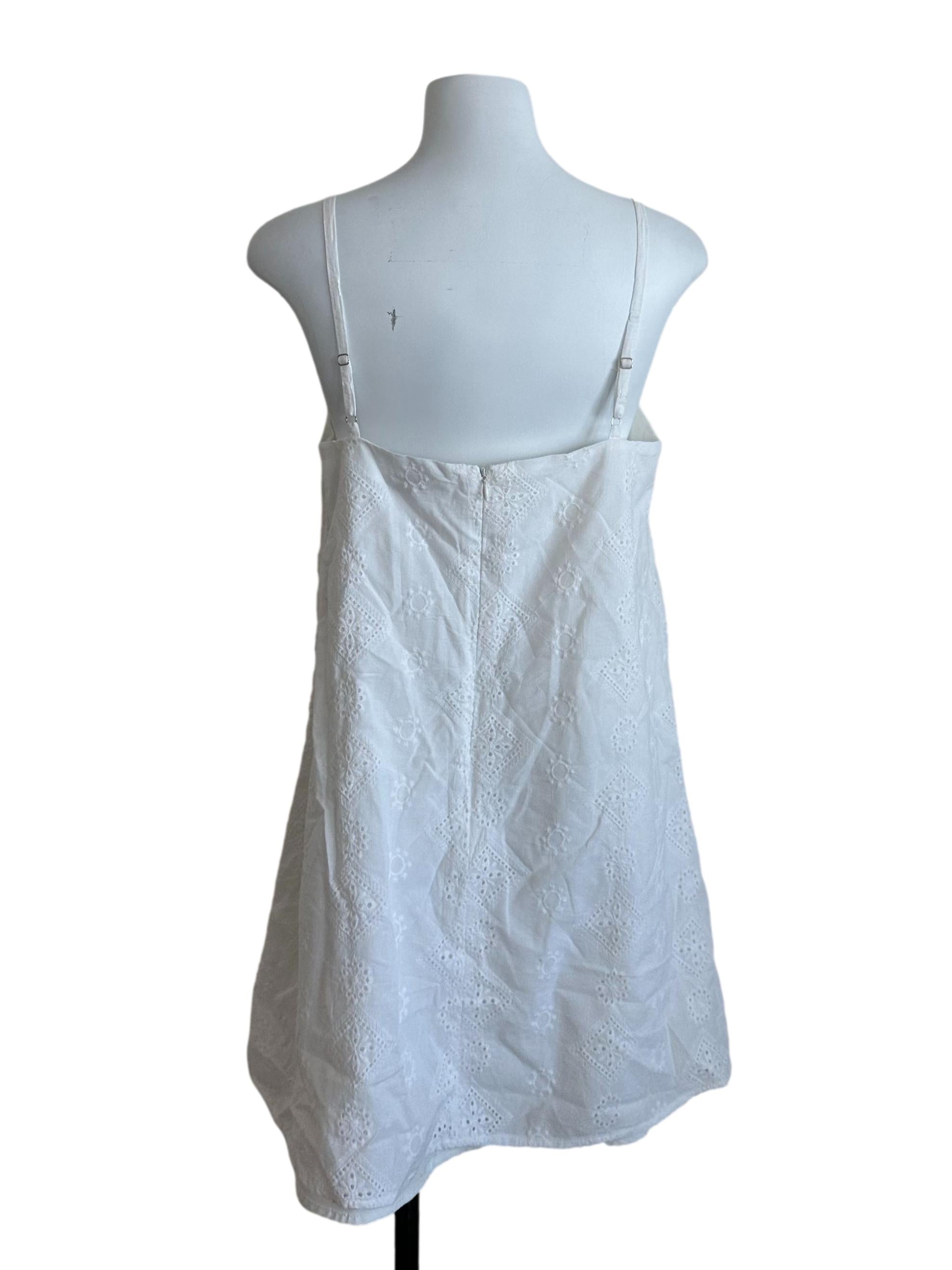 Ivory White Embroidery Square Neck Dress