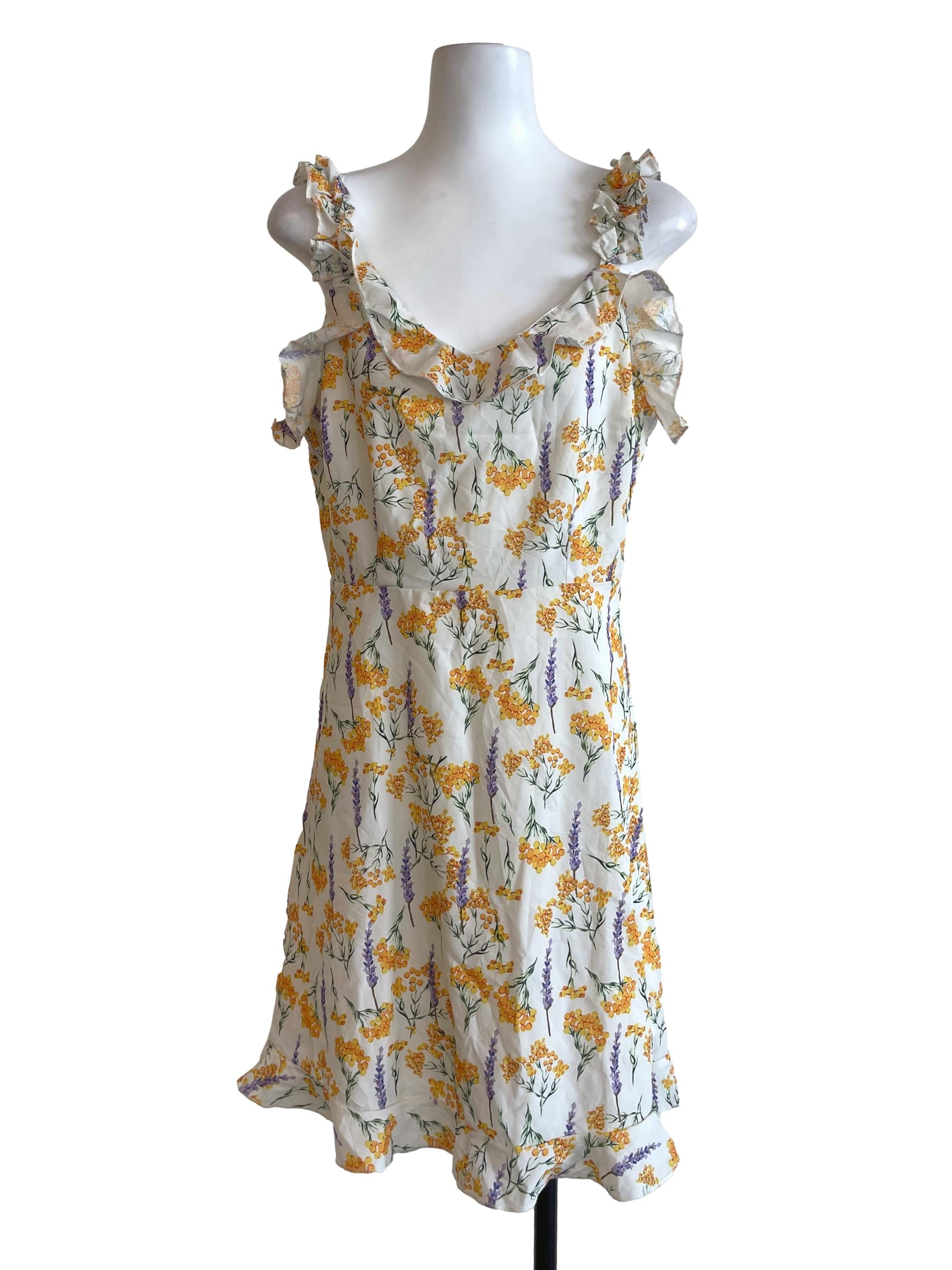 Beige And Yellow Floral Dress