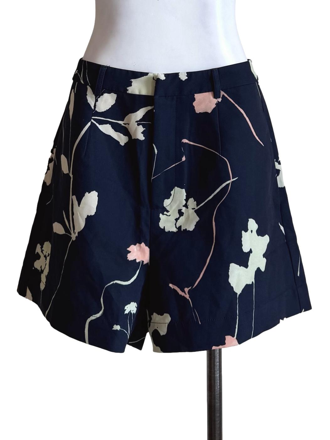 Navy Blue Abstract Prints Short Pants LB