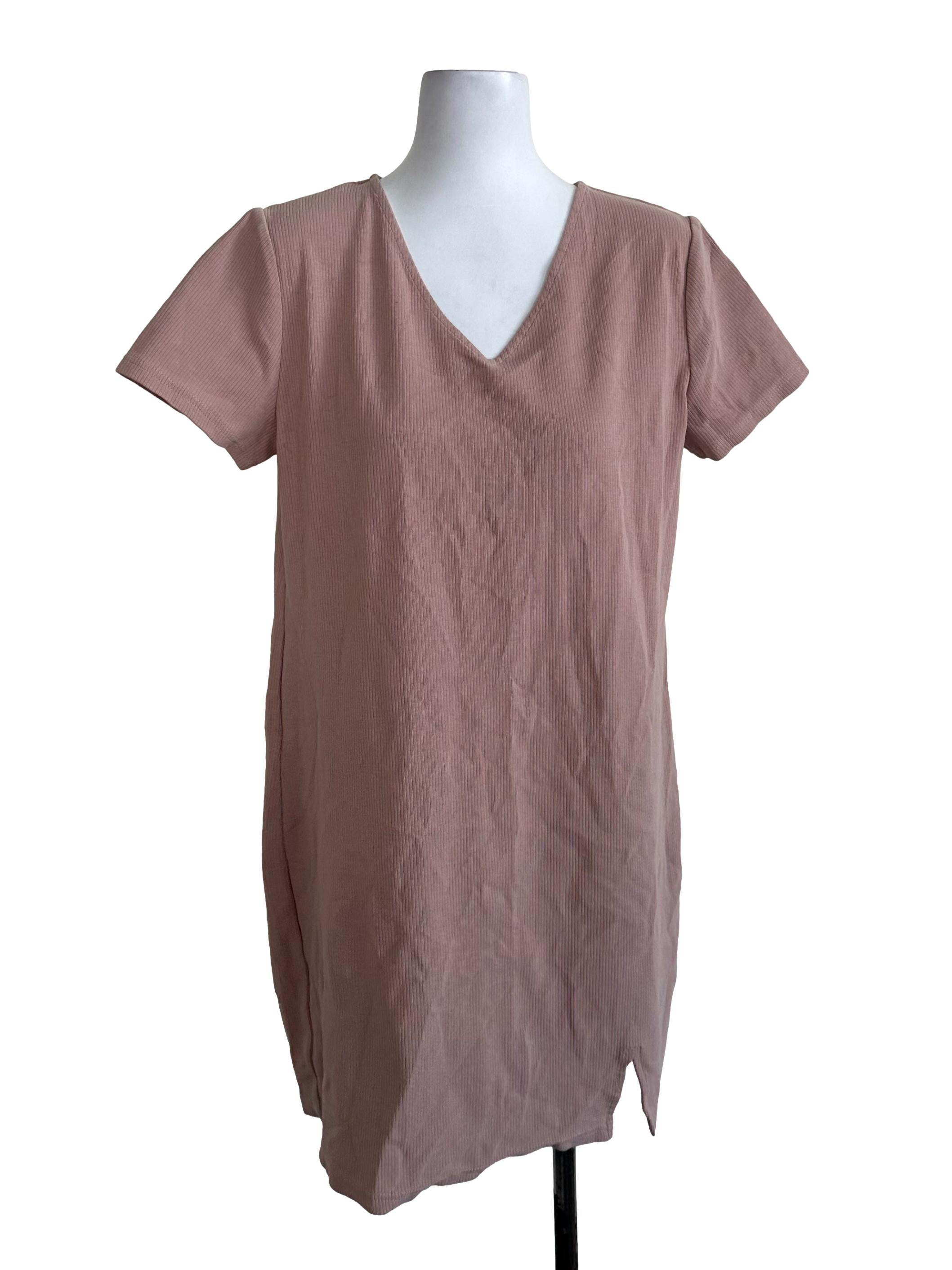 Dusty Beige Knit Plain Long Top