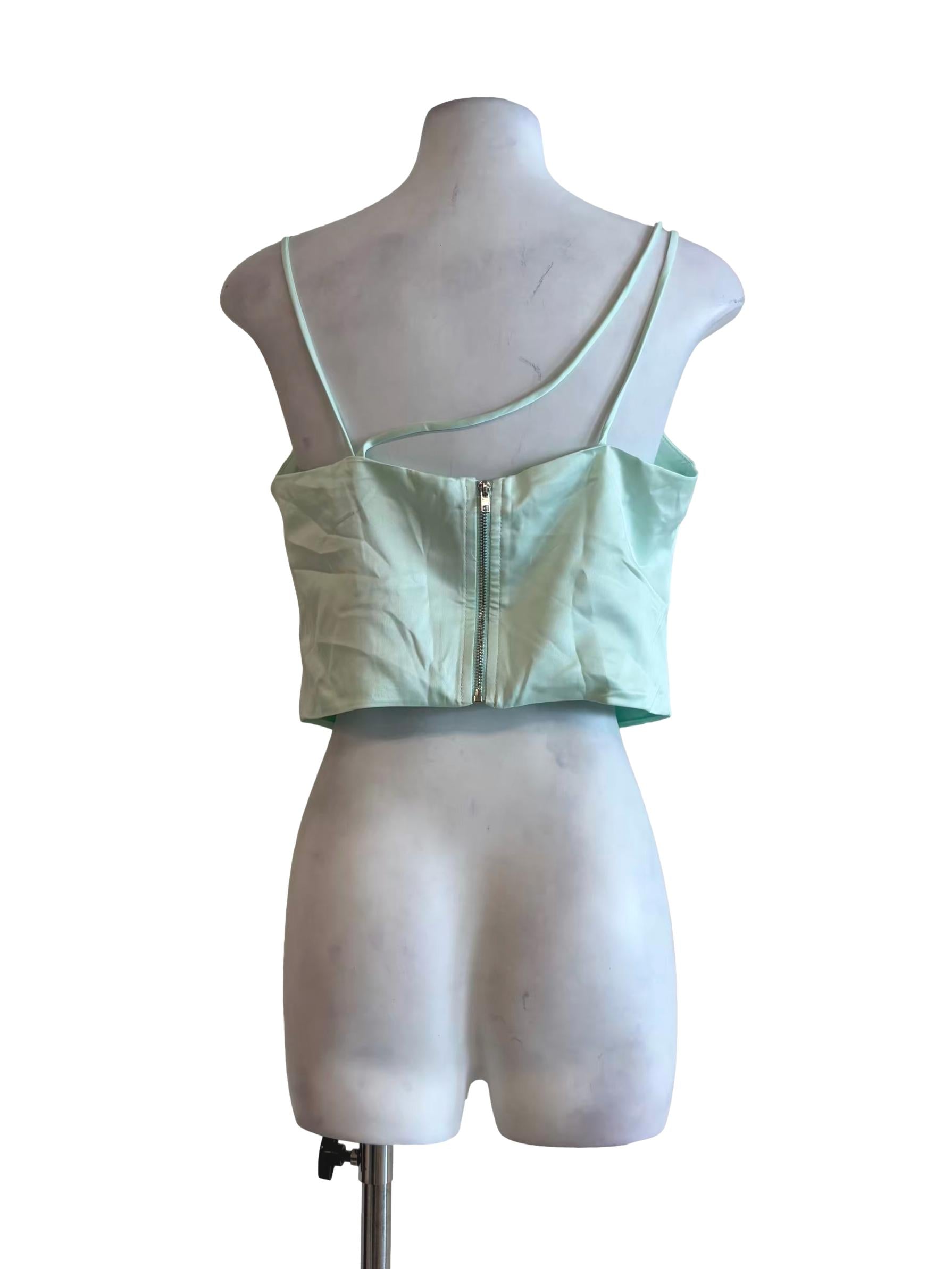 Mint Green Satin Cowl Top