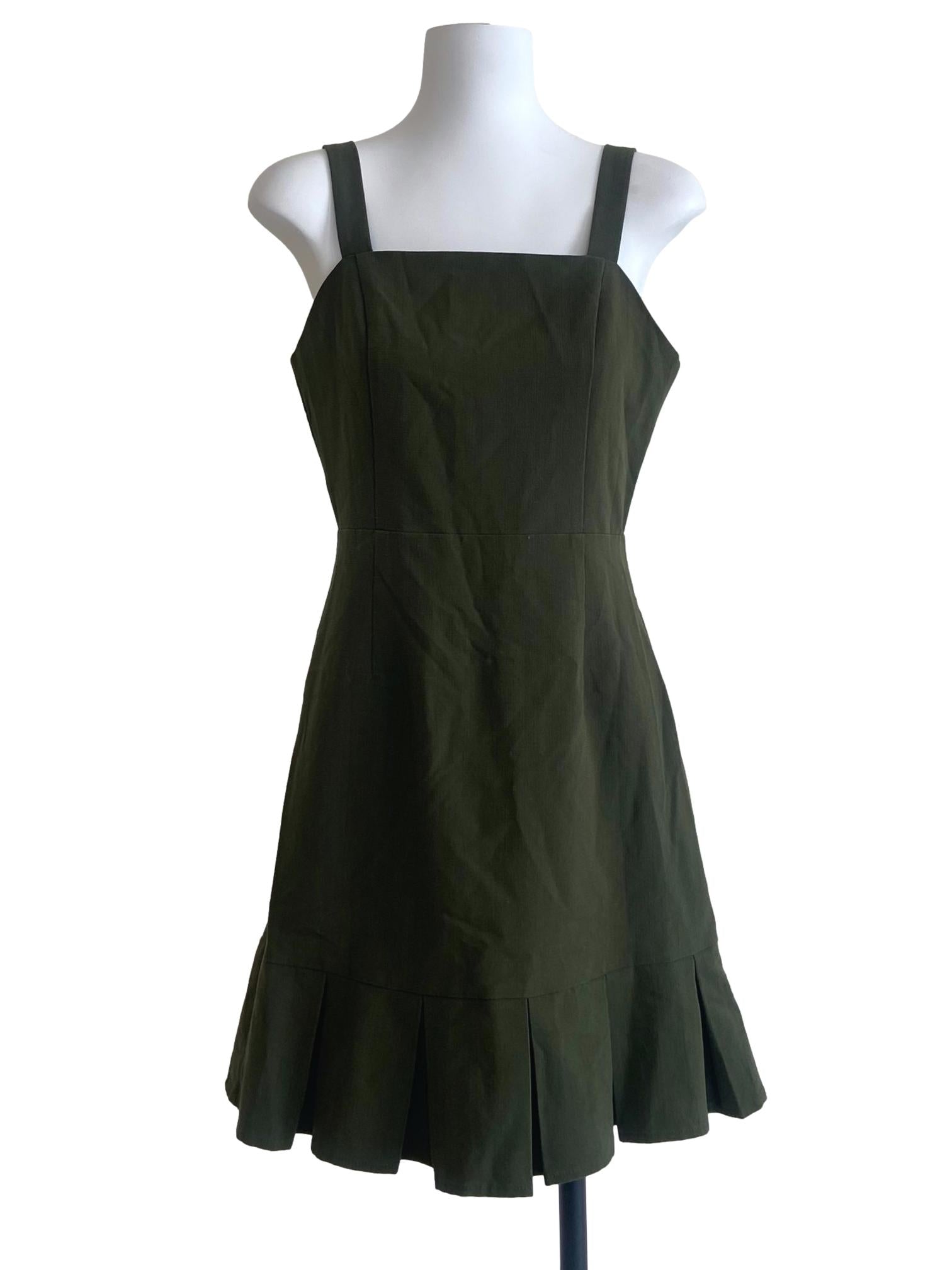 Pickle Green Drop Waist Apron Dress