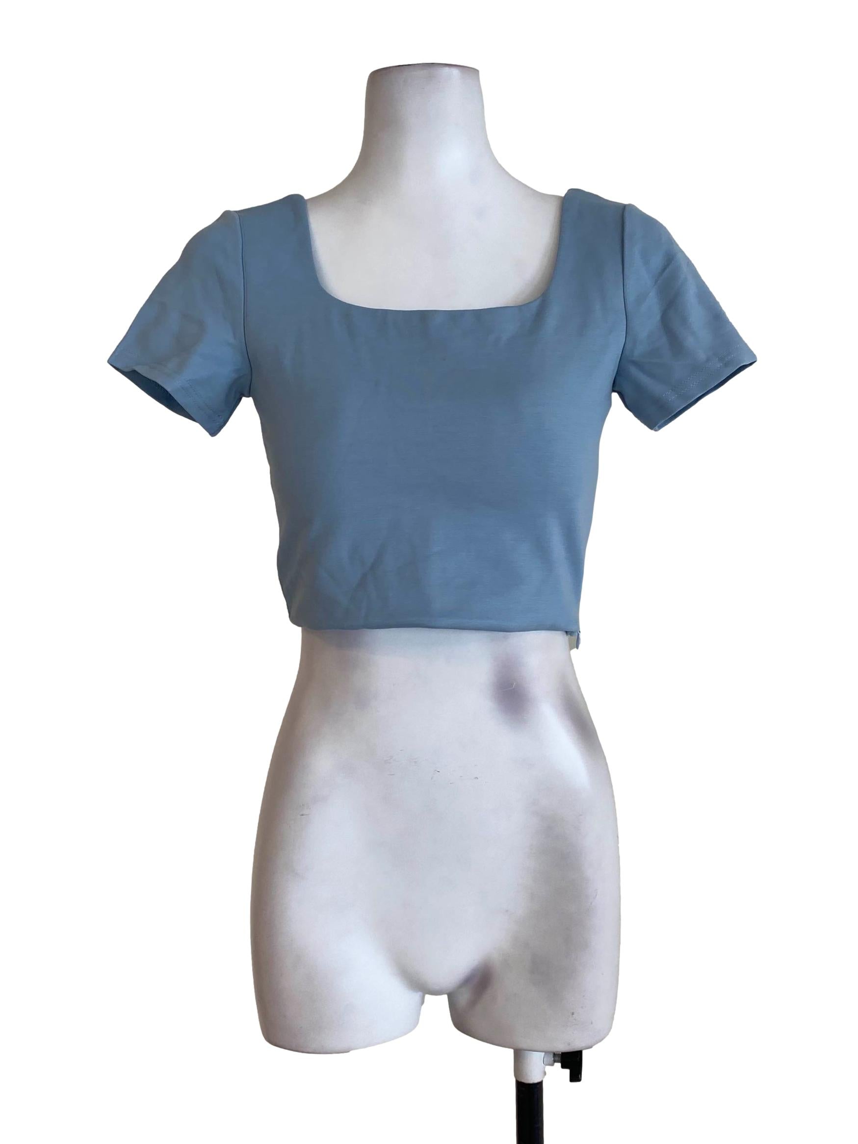 Blue Square Neck Top