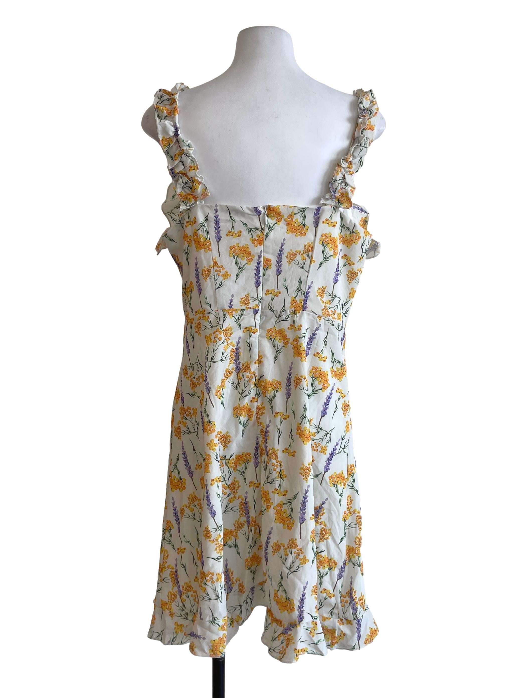 Beige And Yellow Floral Dress