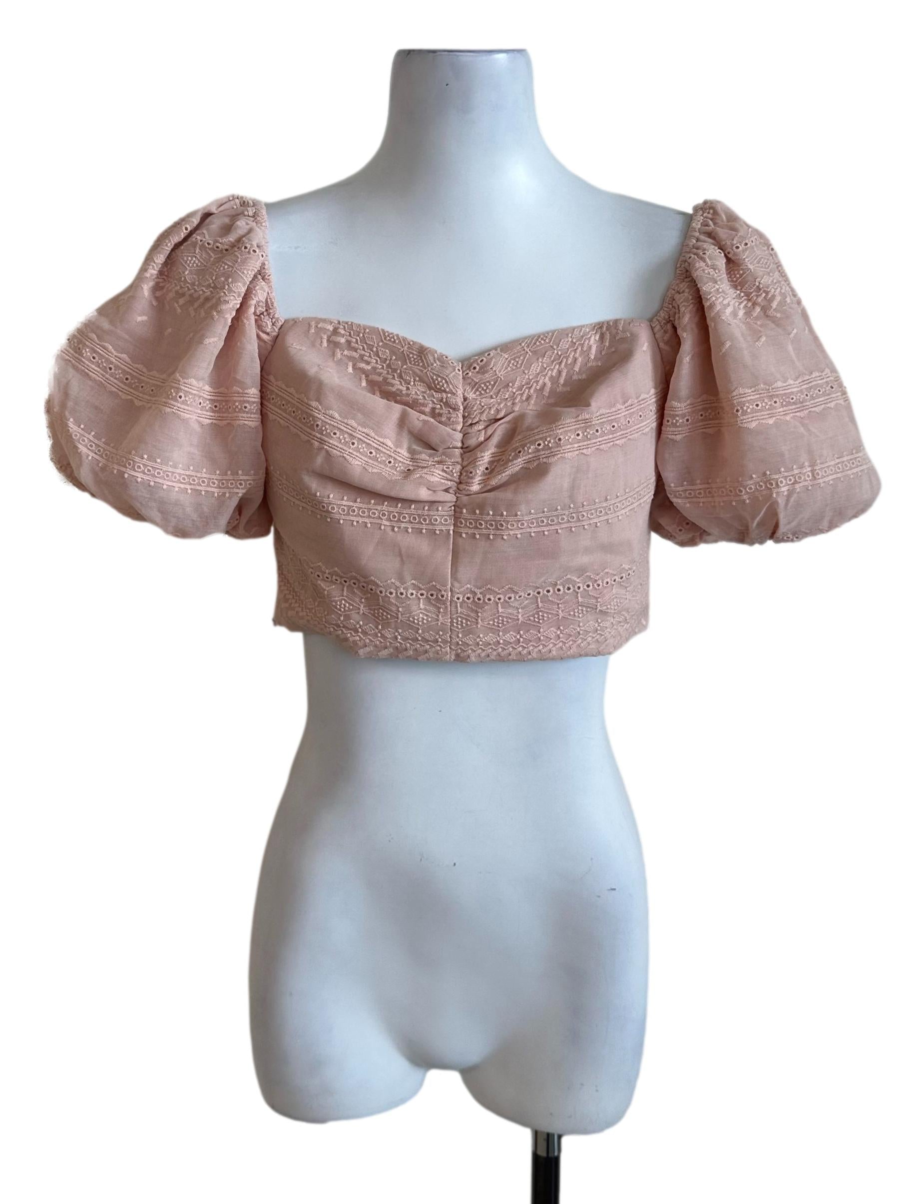 Peach Pink Textured Embroidery Top