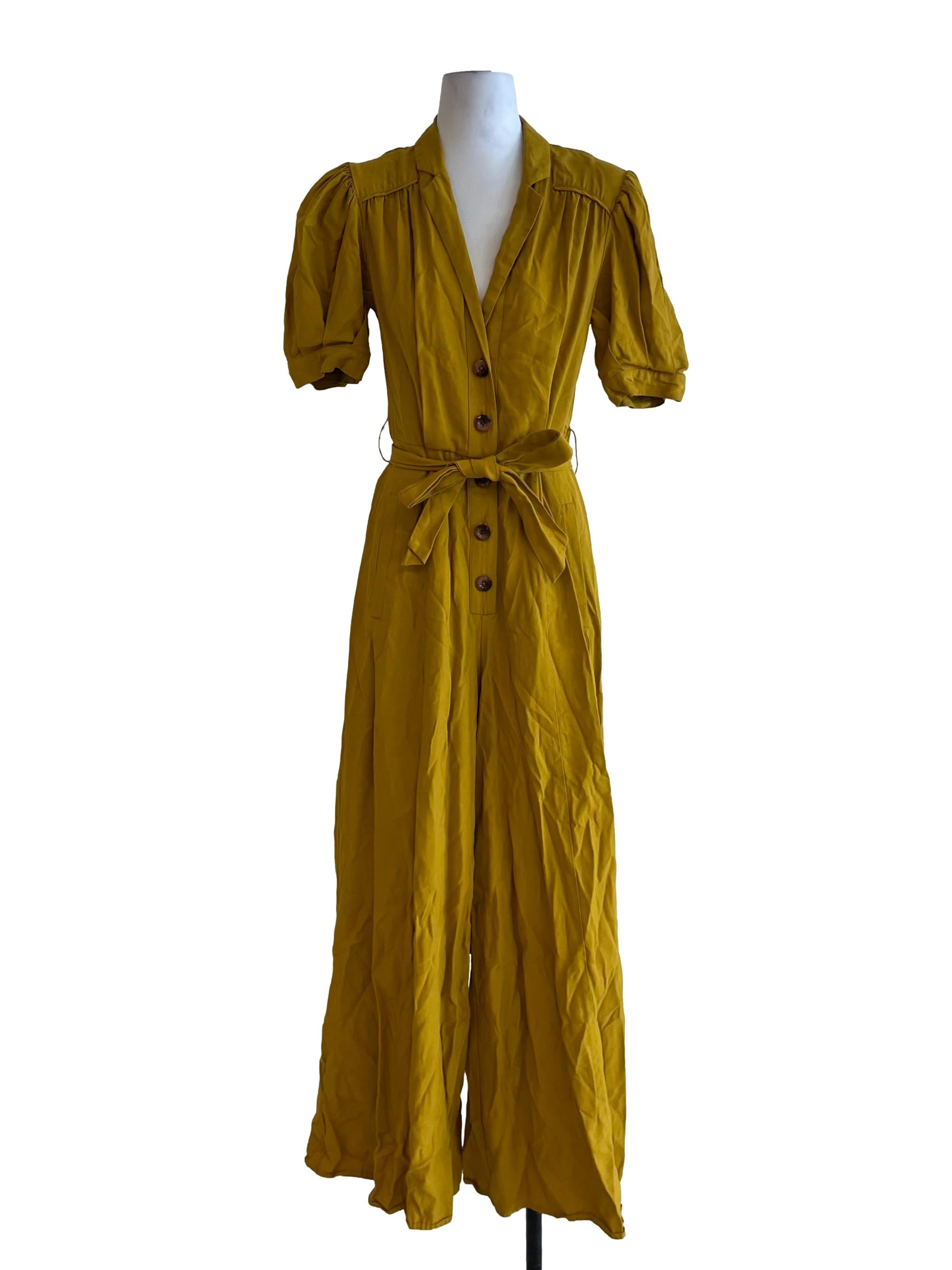 Mustard Yellow V-Neckline Jumpsuit