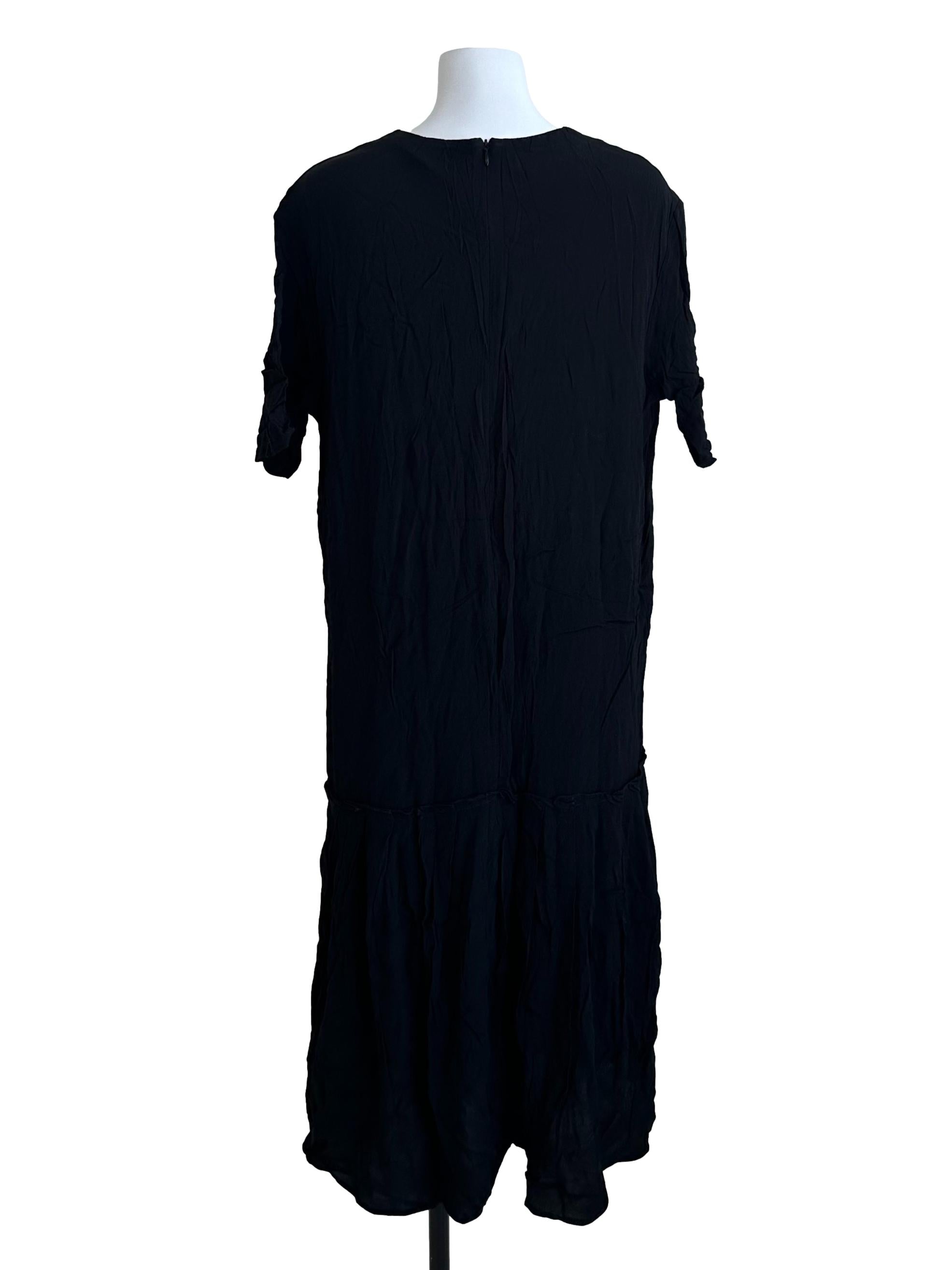 Midnight Black Round Neck Short Sleeve Dress