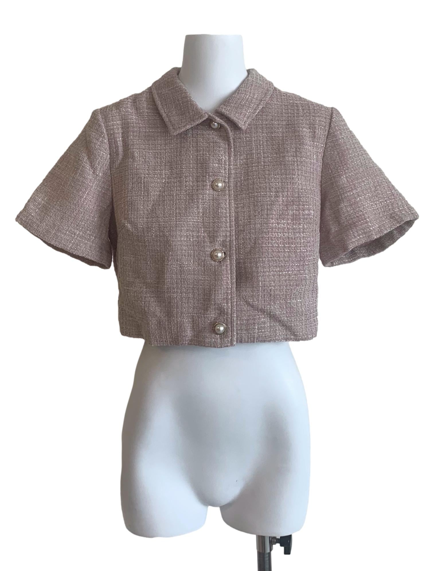 Crepe Pink Tweed Outerwear