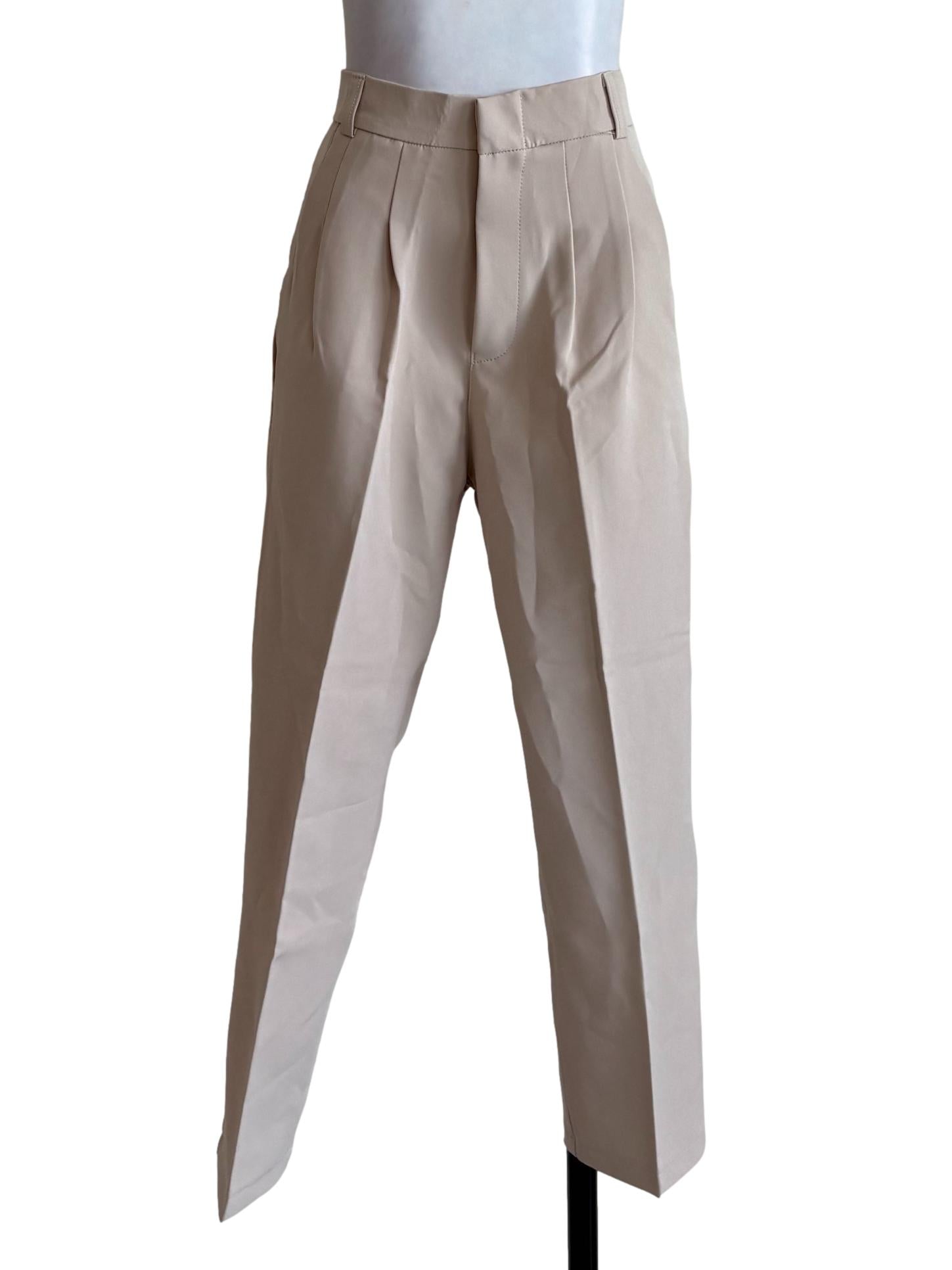 Beige Pegged Dress Pants