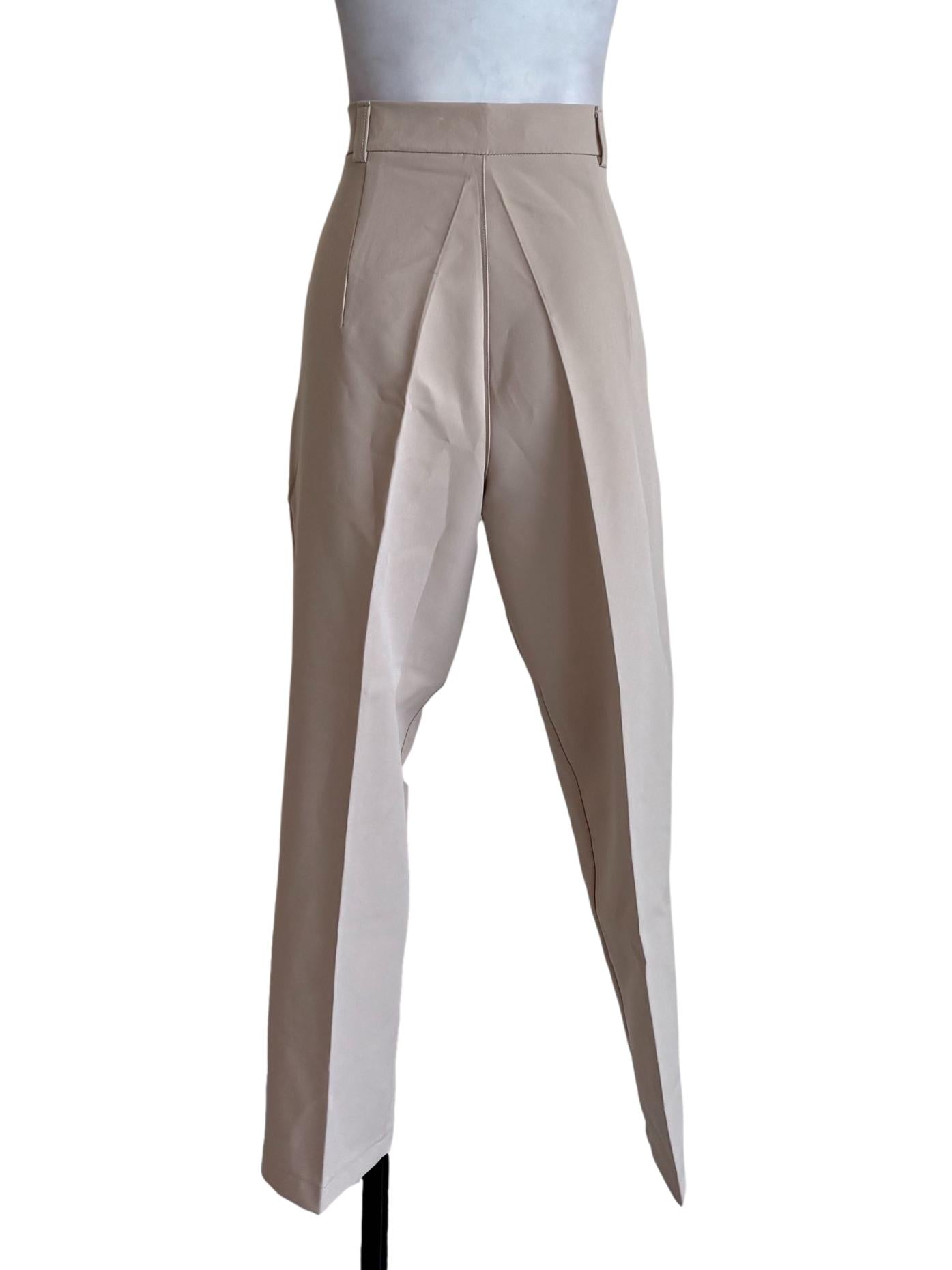 Beige Pegged Dress Pants