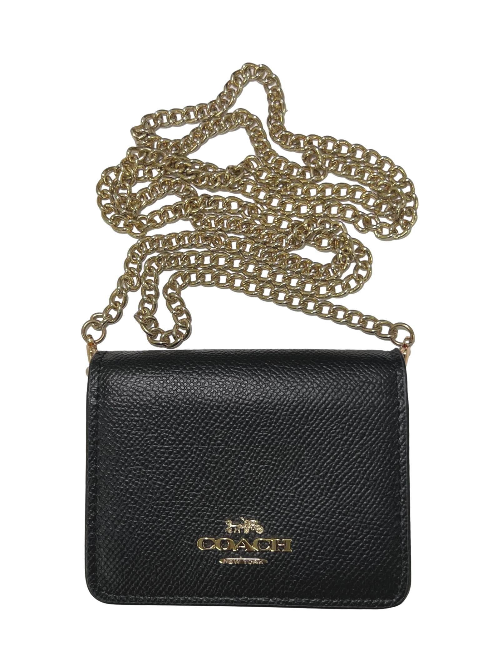 Black Leather Mini Wallet With Chain Small Wallet CSN