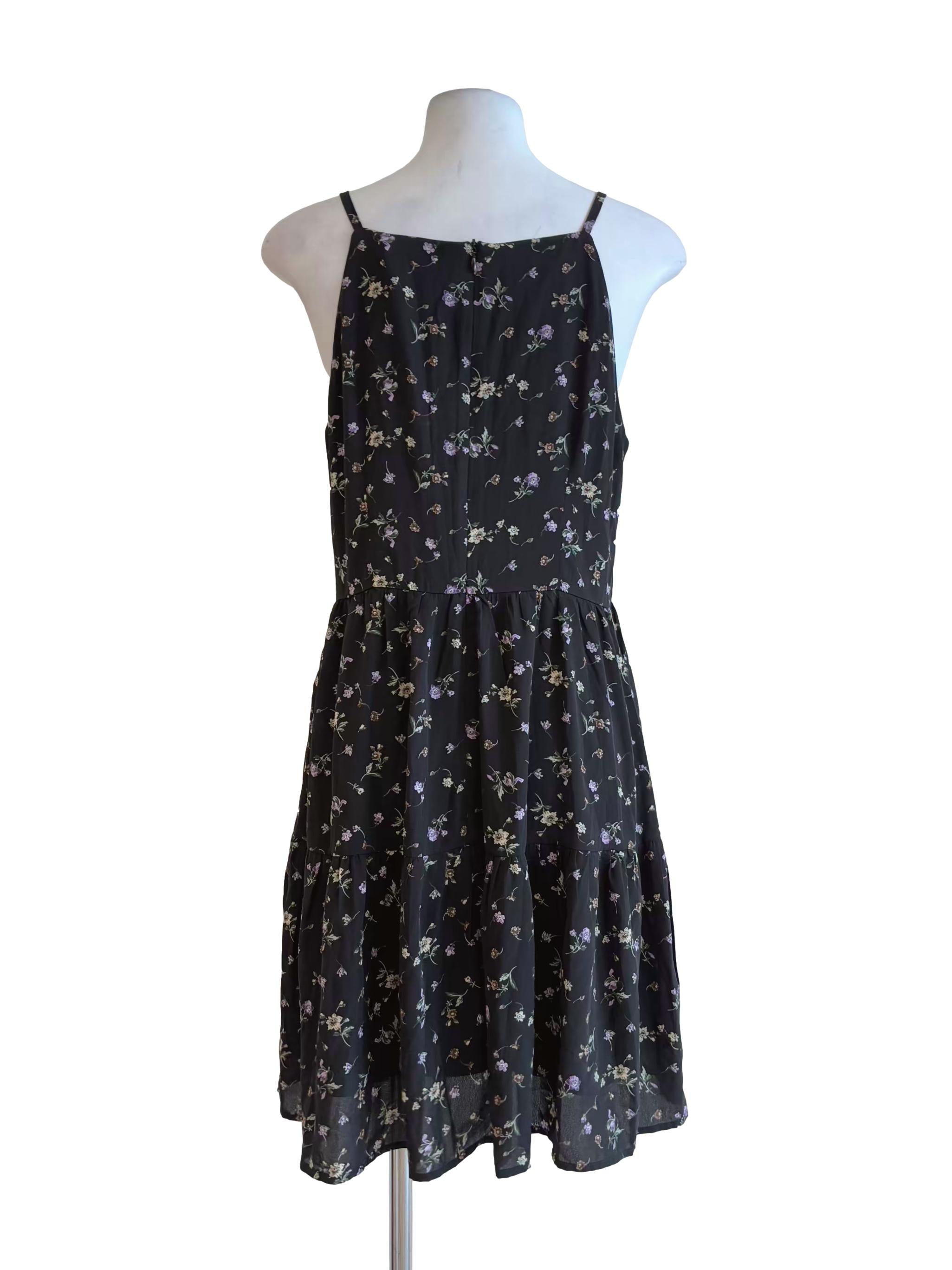 Jet Black Printed A-Line Dress