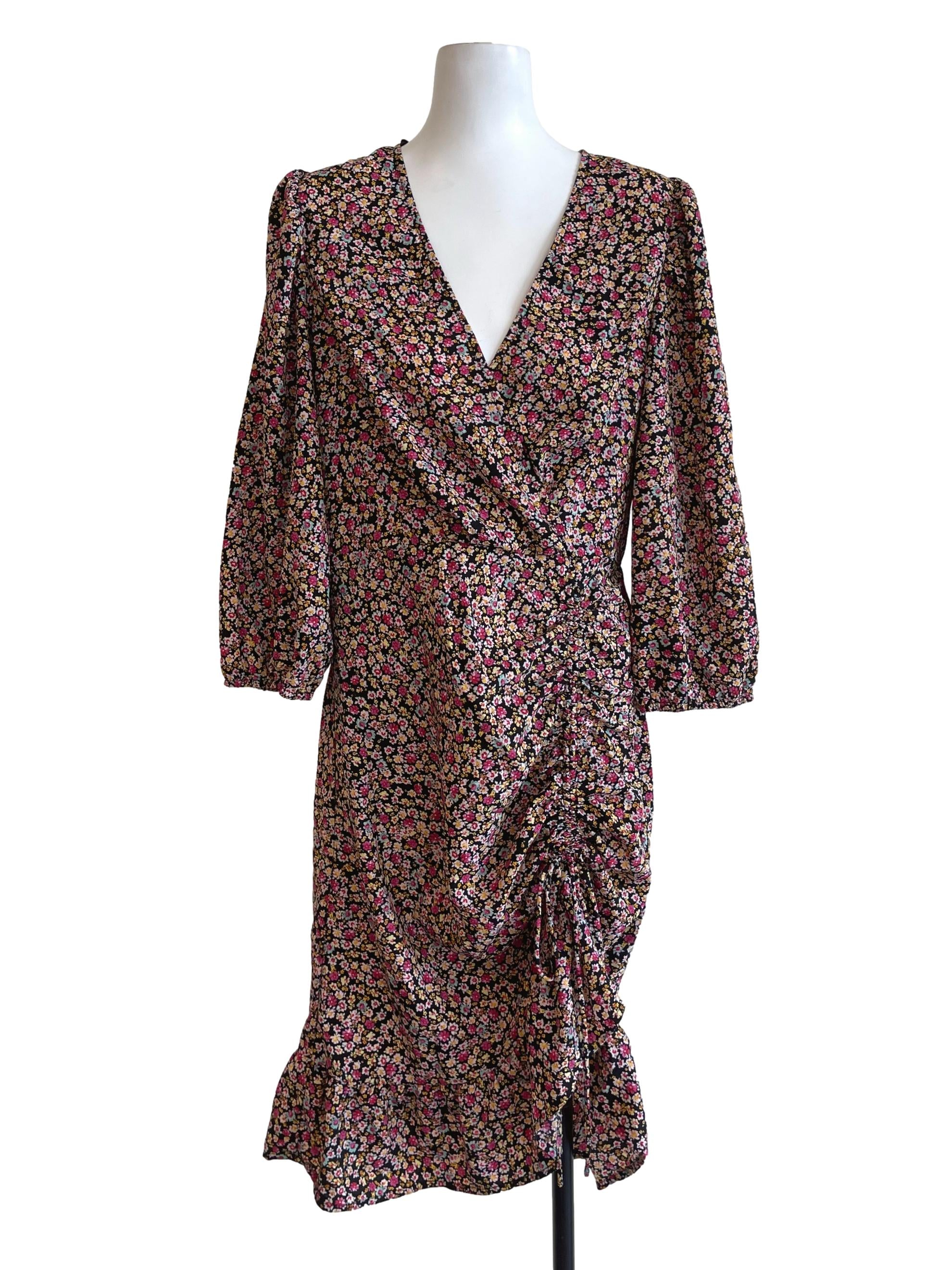 Black Floral Long Sleeves Dress
