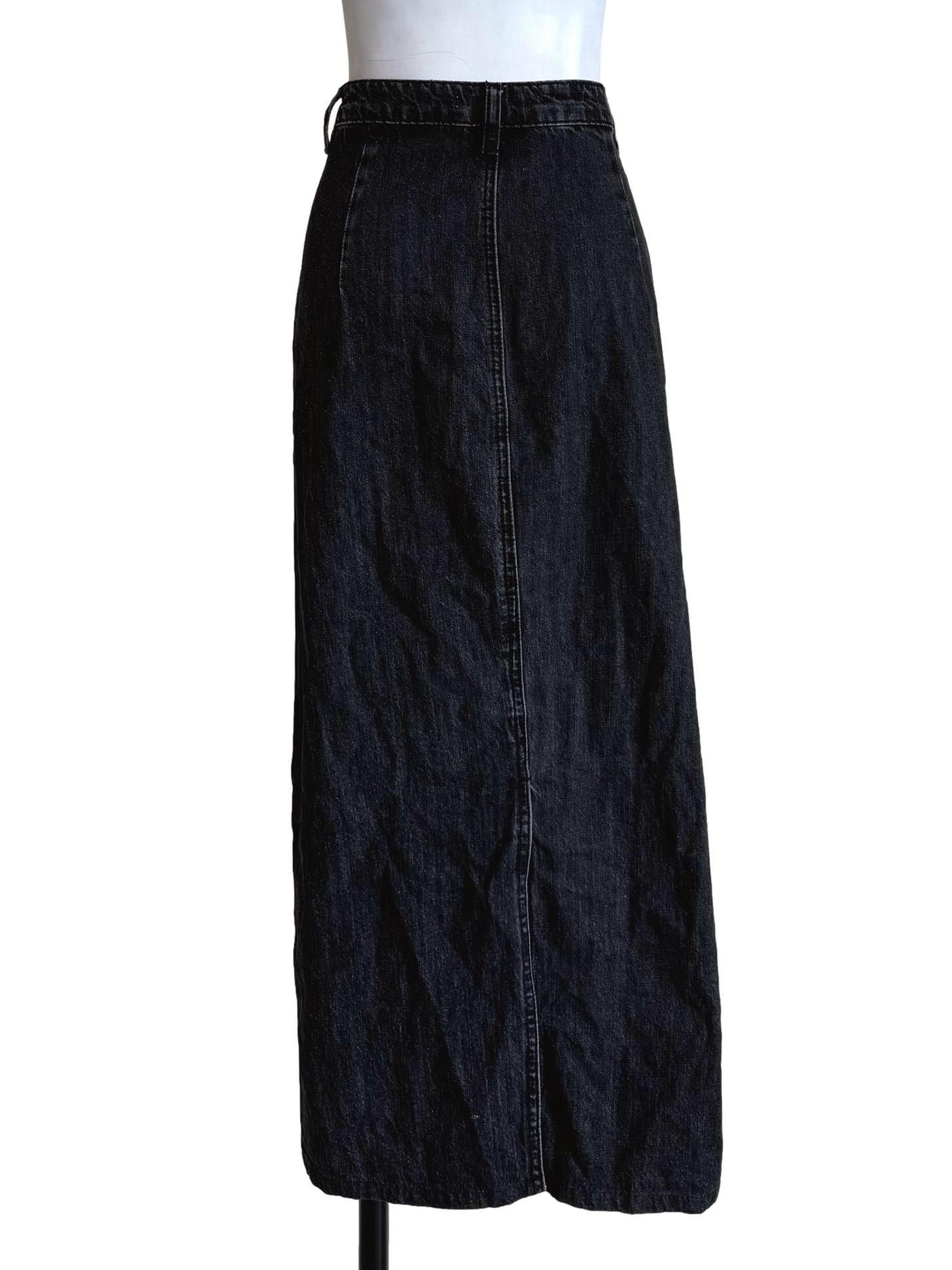 Washed Black Denim Skirt