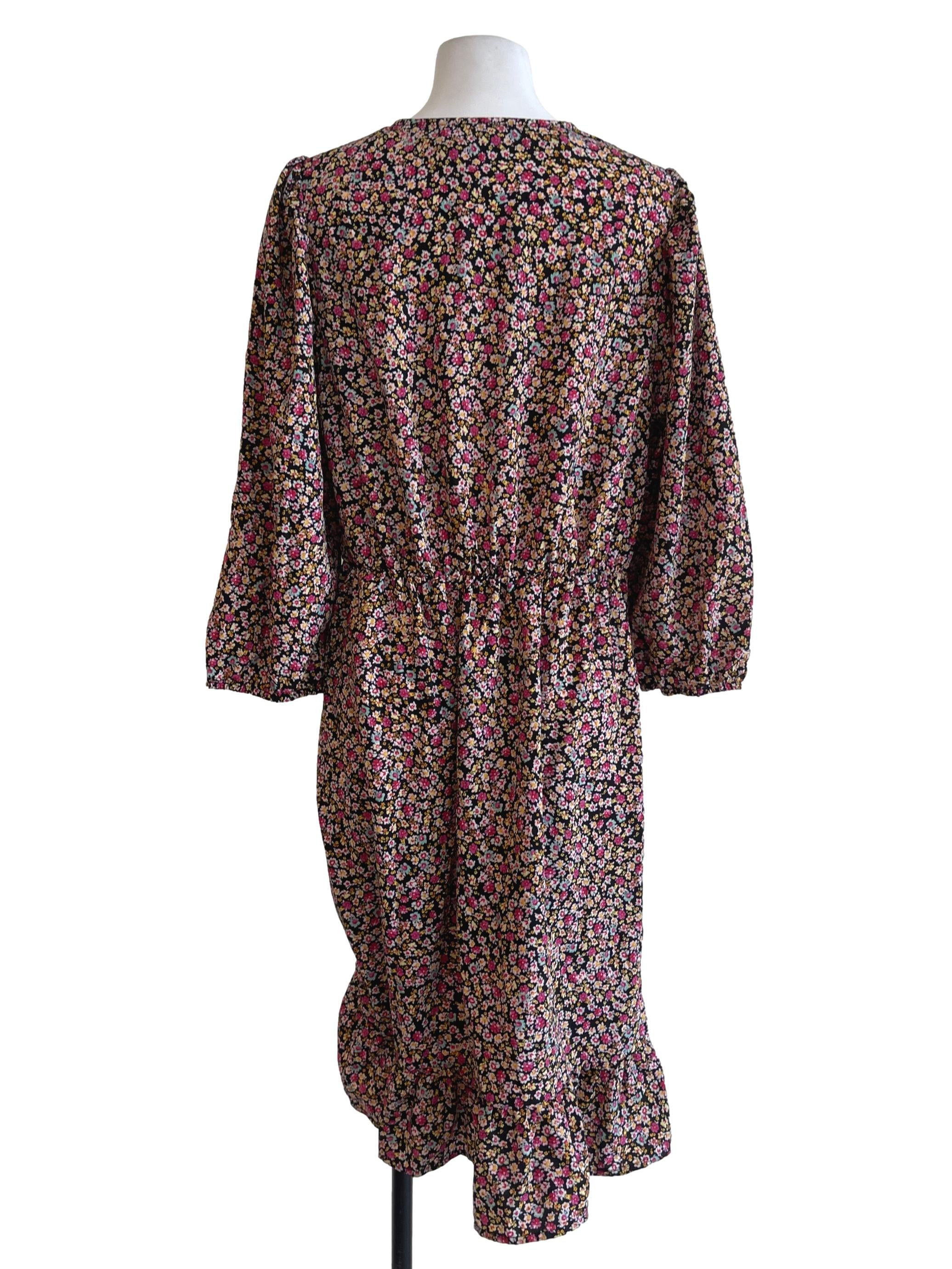 Black Floral Long Sleeves Dress