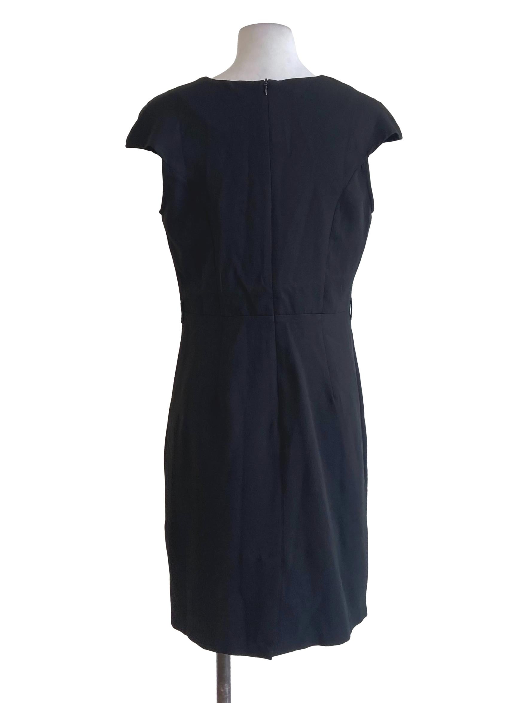 Black V Neck Petal Sleeve A-Line Dress