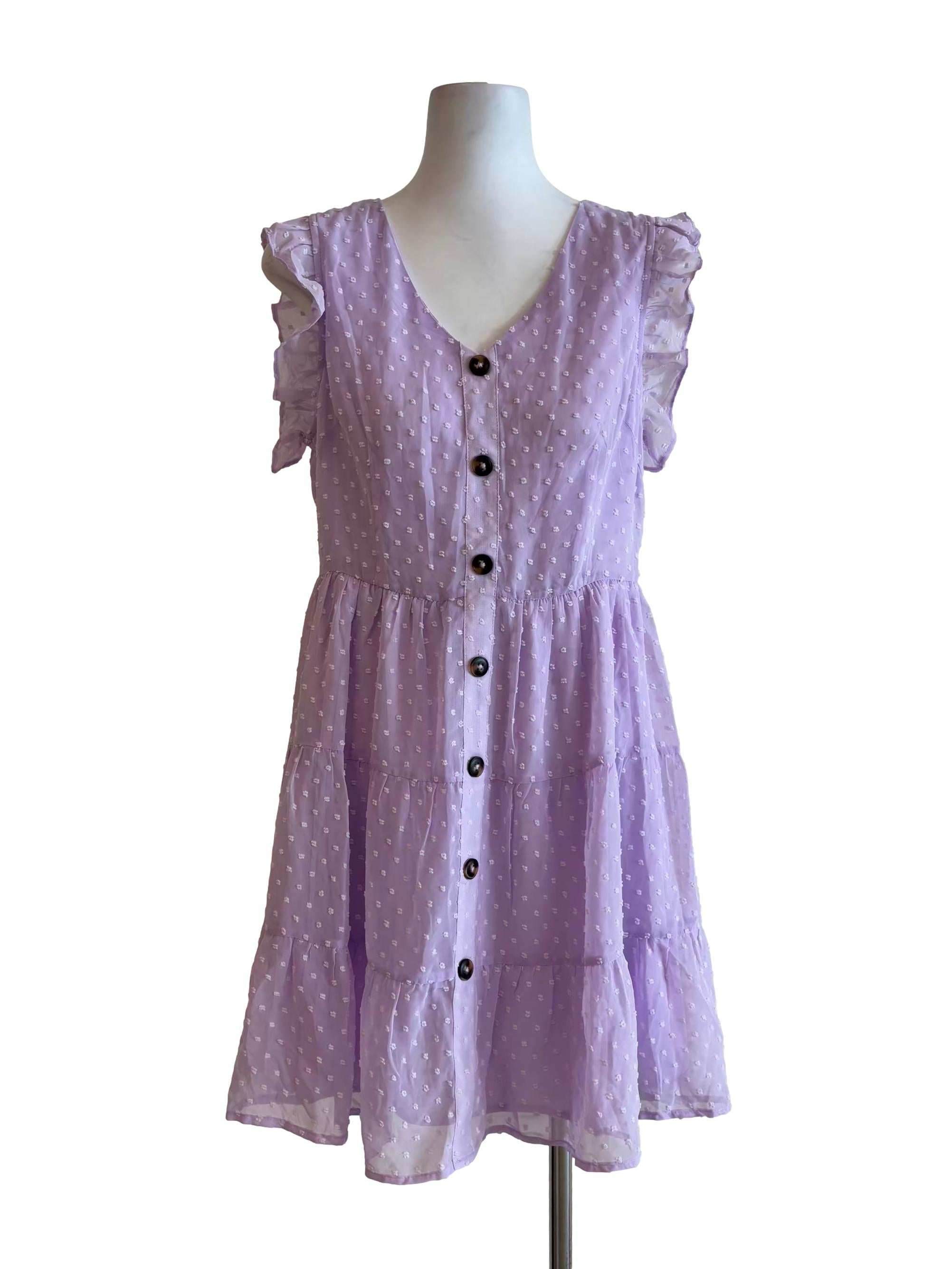 Periwinkle Textured Ruffle Dress
