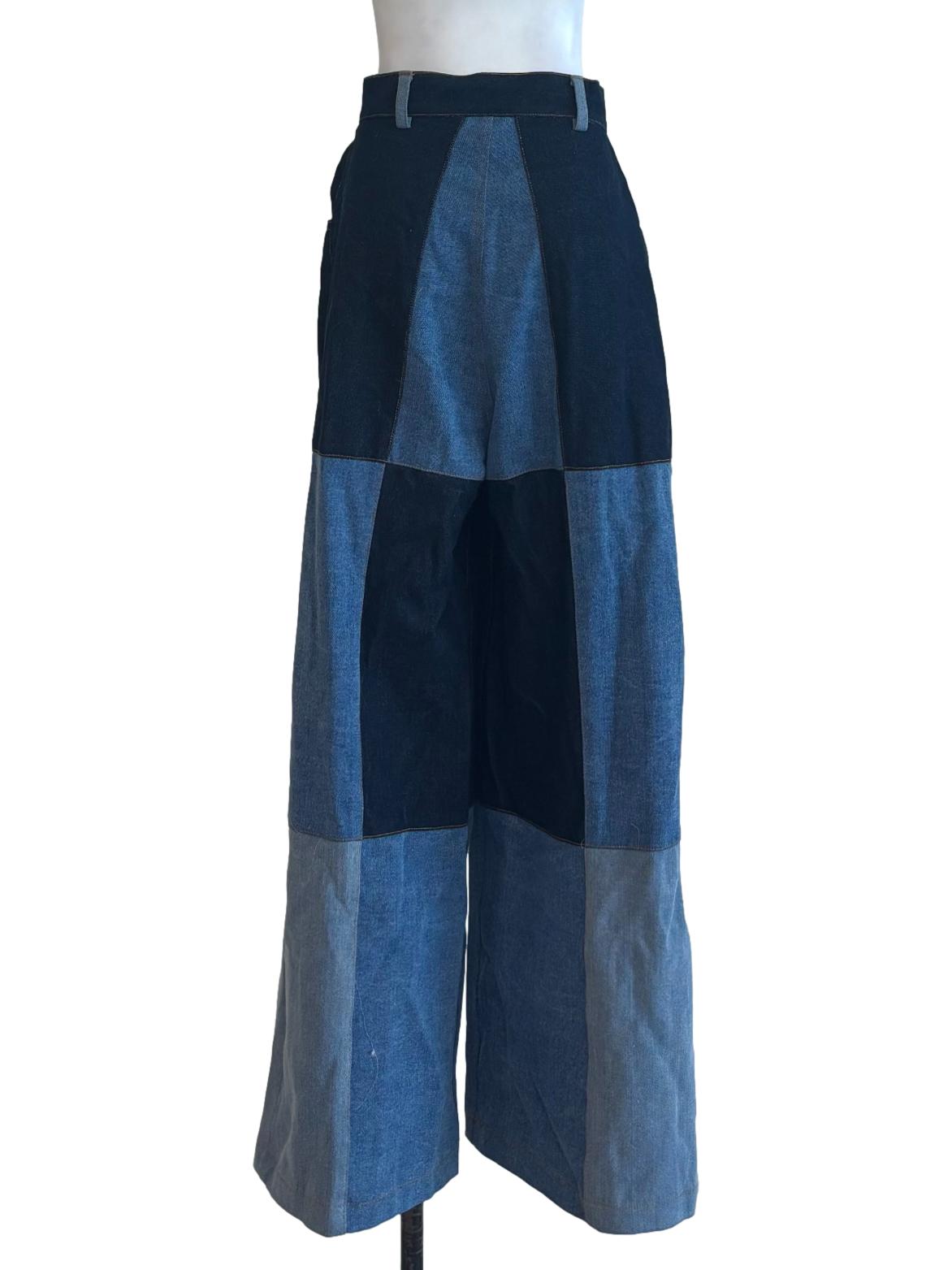 Blue Tricolour Wide Jeans