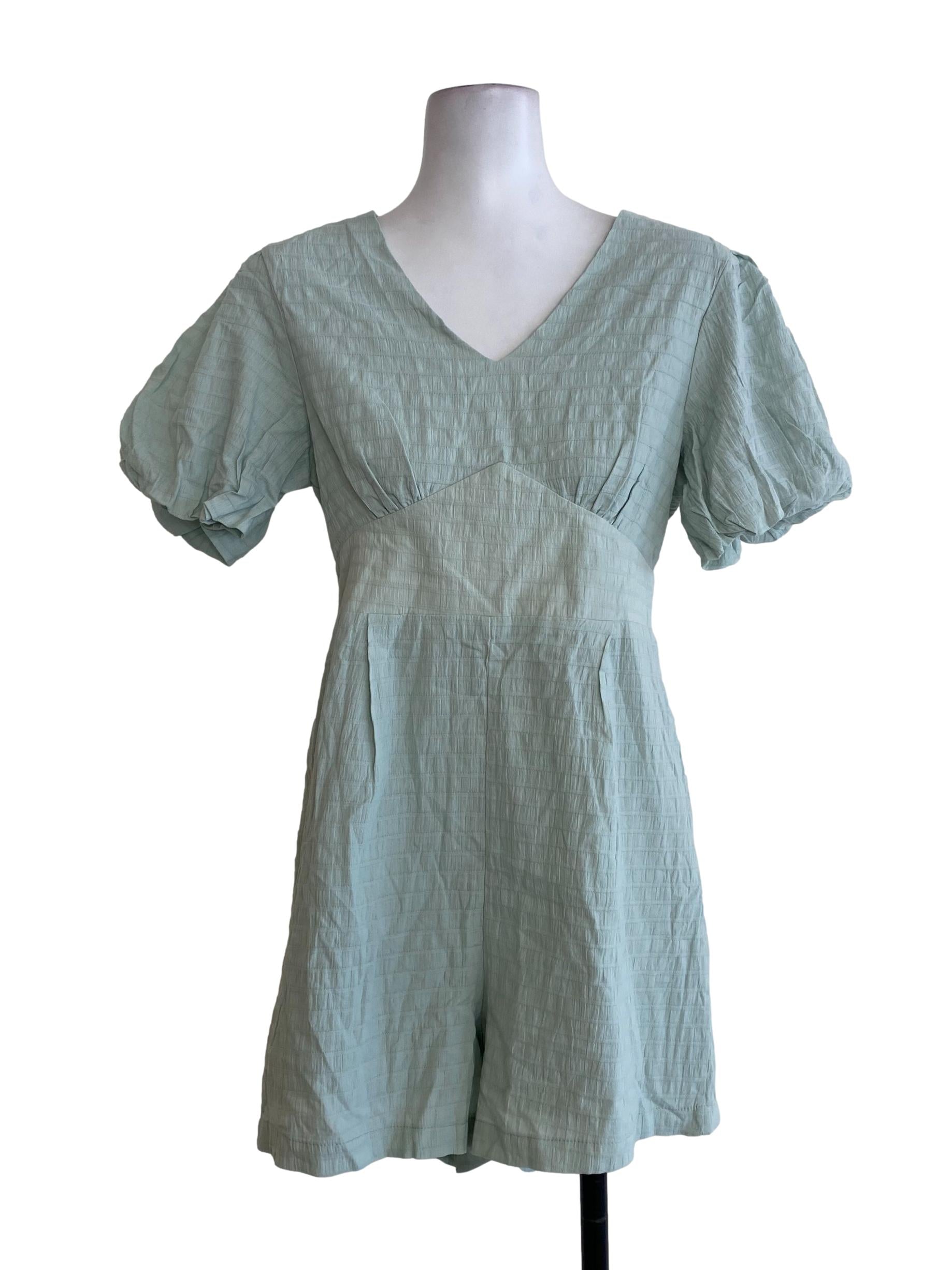 Green Striped V Neck Rompers
