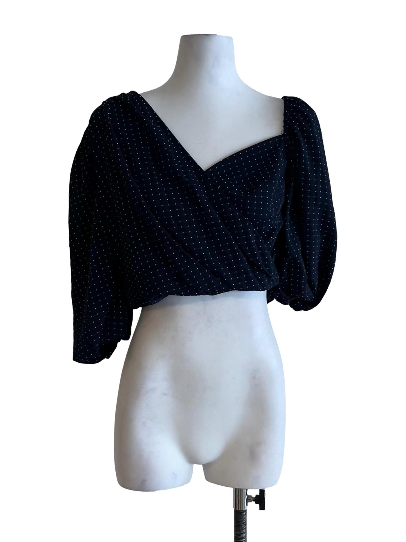 Navy Blue Gingham Blouse