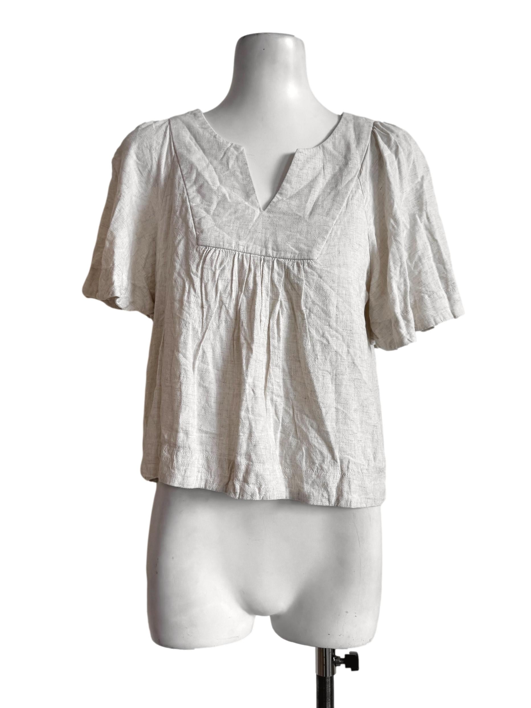 Cereal Beige V Neck Blouse