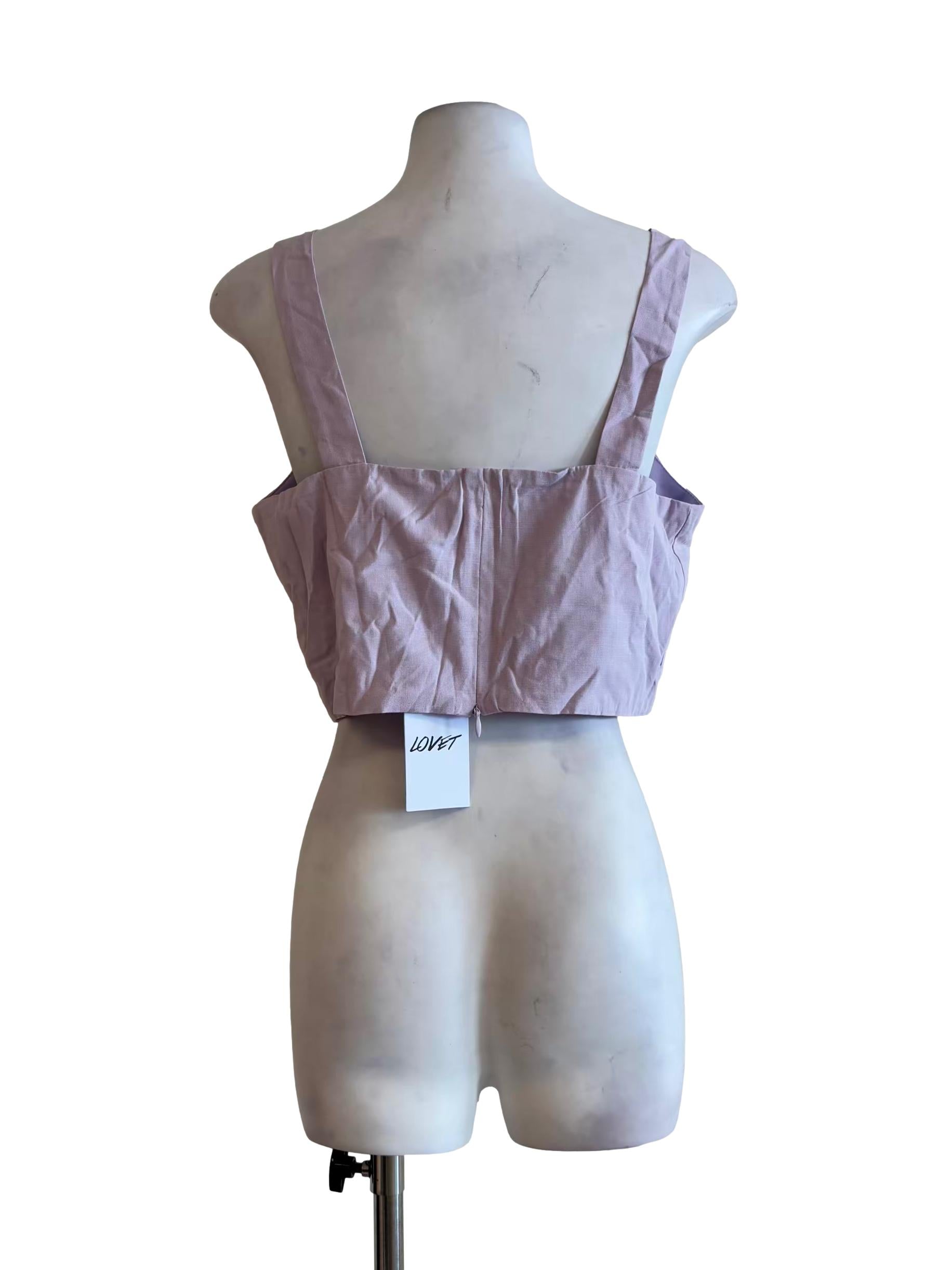 Thistle Purple Apron Neck Crop Top