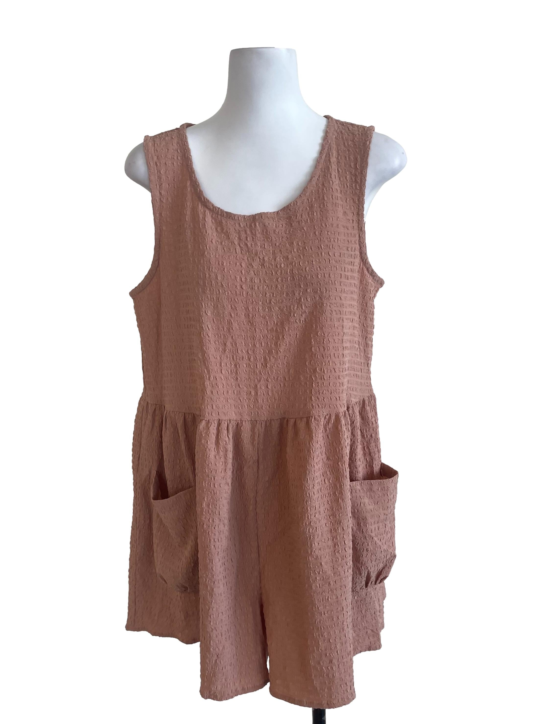 Cantaloupe Orange Textured Baggy Rompers