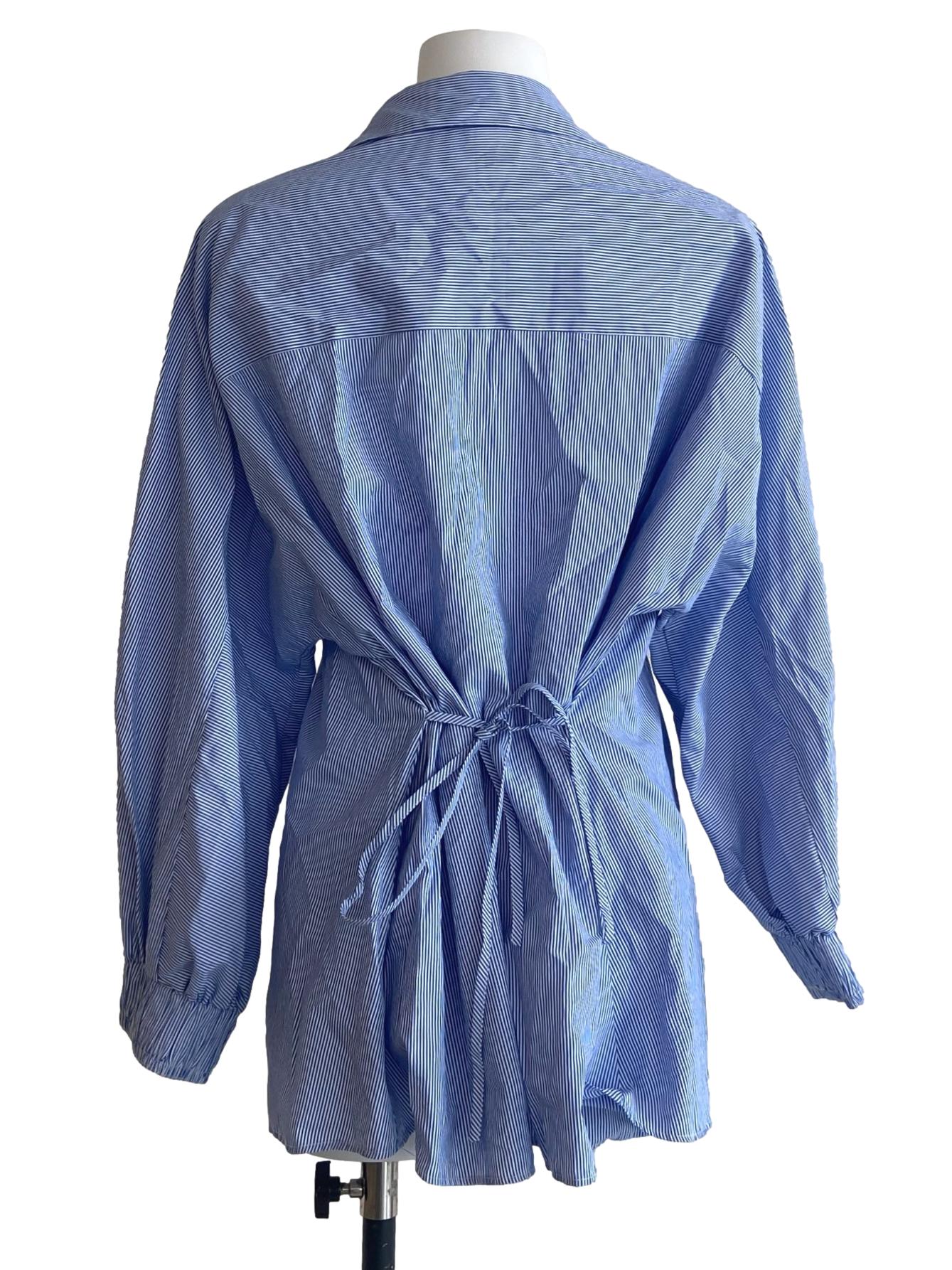 Blue & White Stripe Button Down Blouse