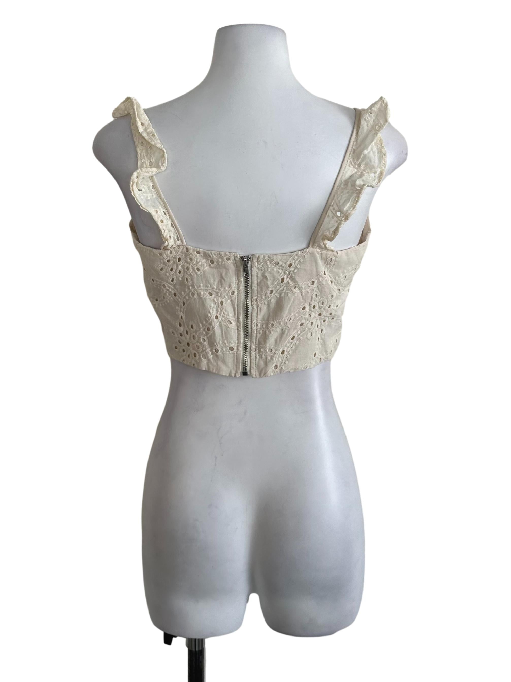 Cream White Eyelet Embroidery Top