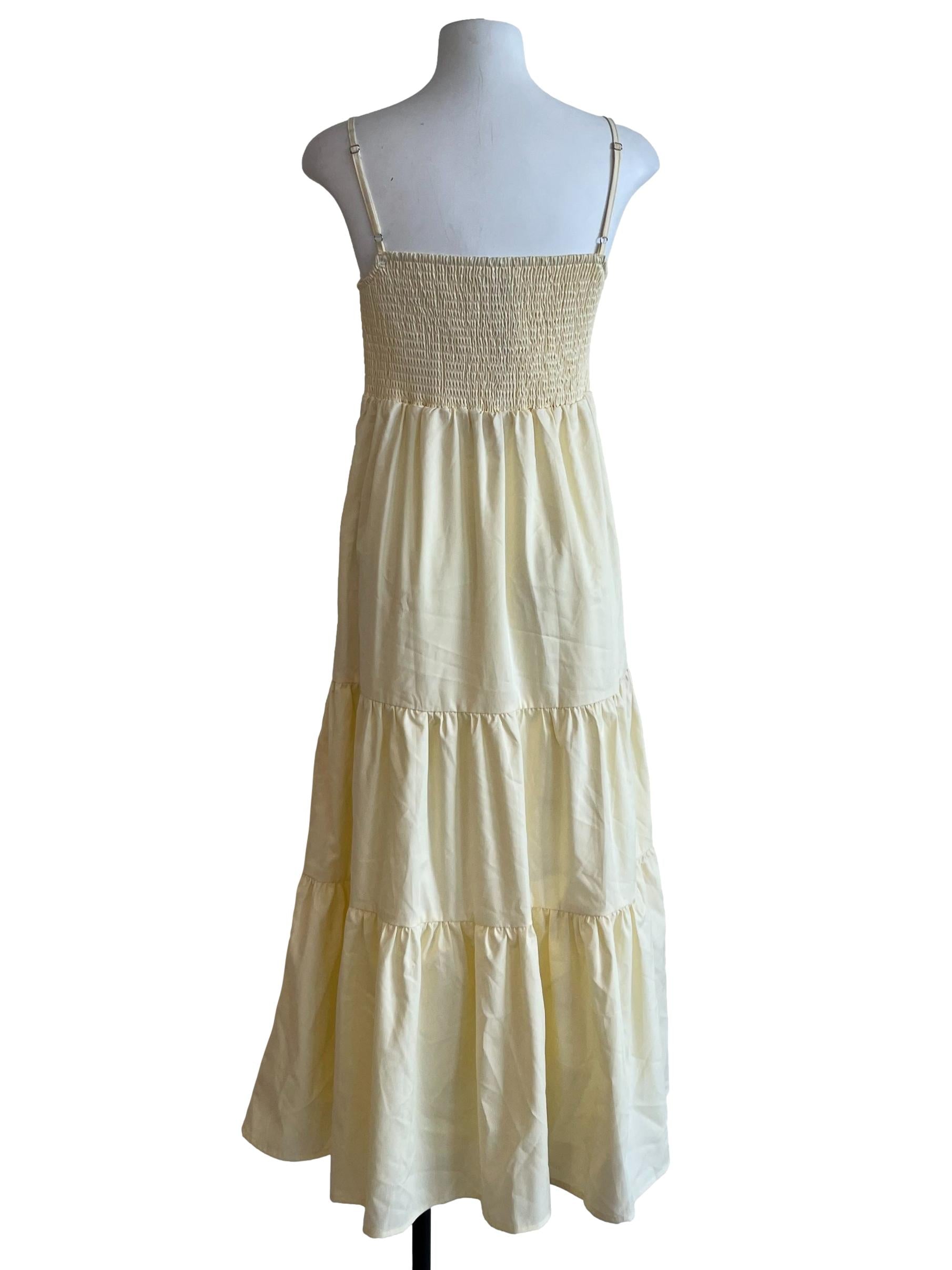 Banana Yellow Spaghetti Strap Midi Dress