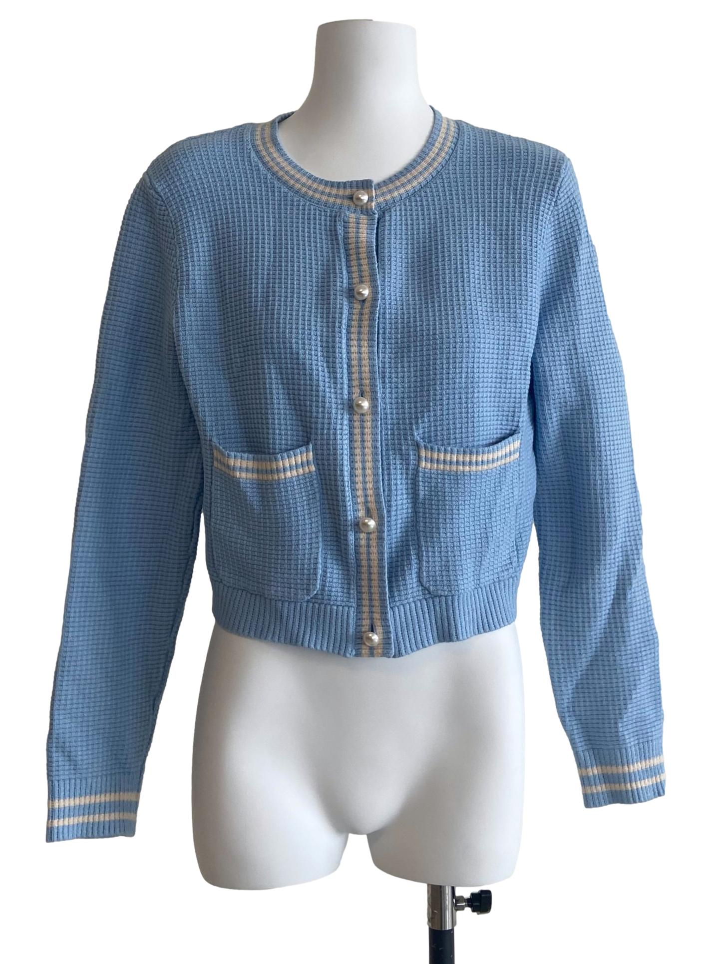 Frost Blue Knit Button Down Cardigan