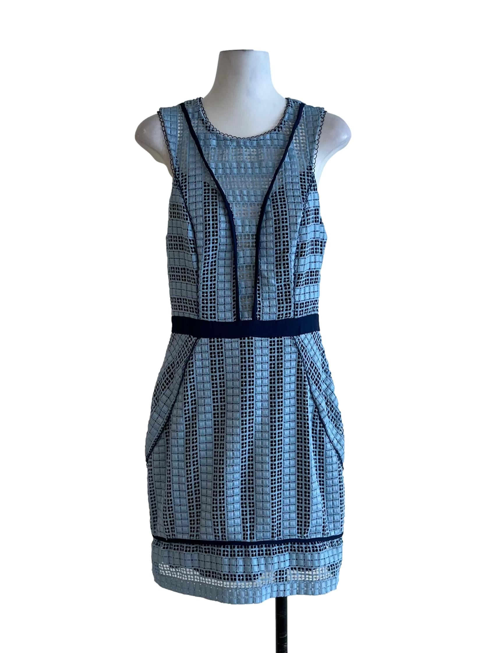 Sky Blue Jewel Neckline A-Line Dress