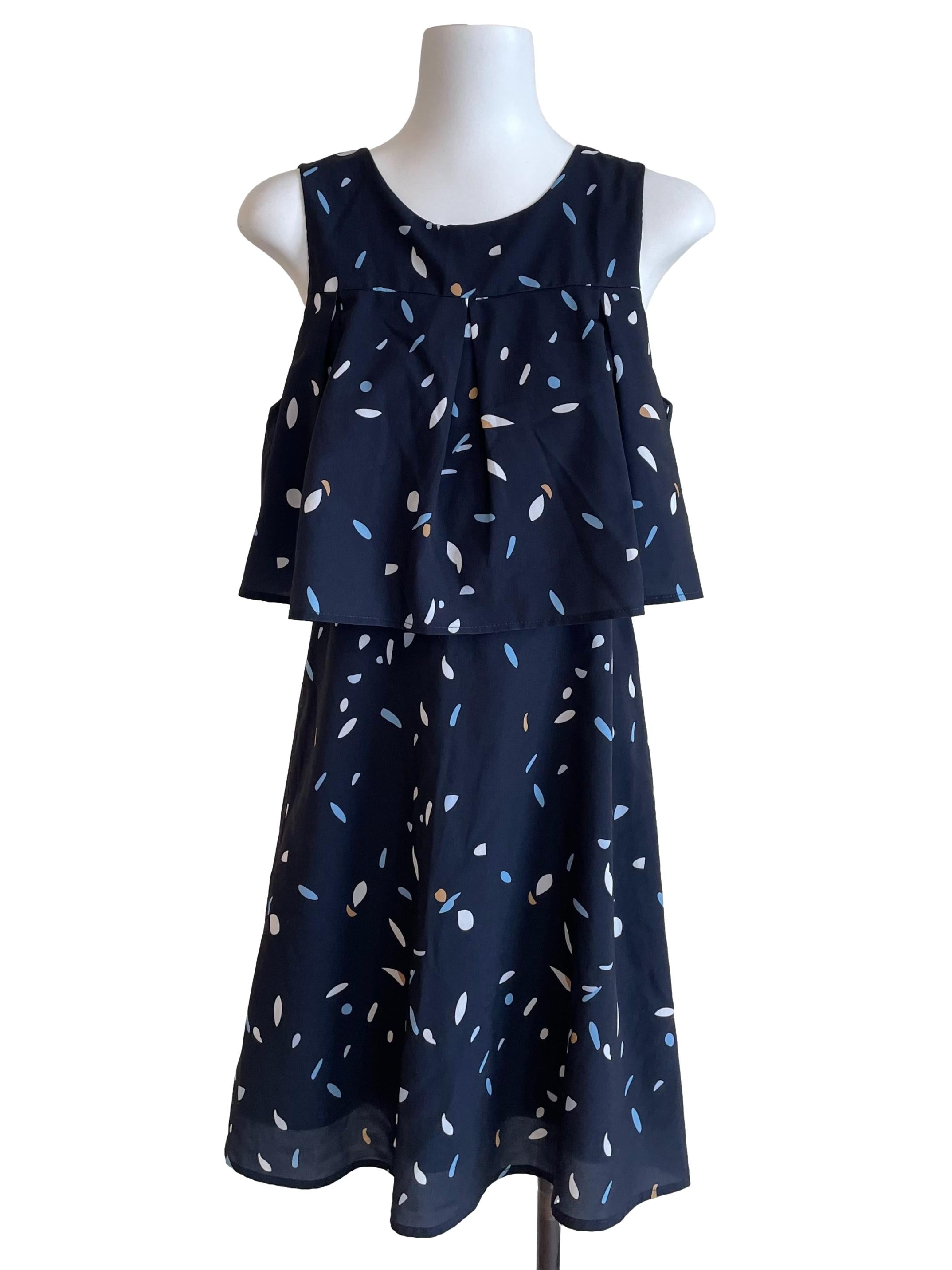 Deep Navy Overlay Yoke Dress