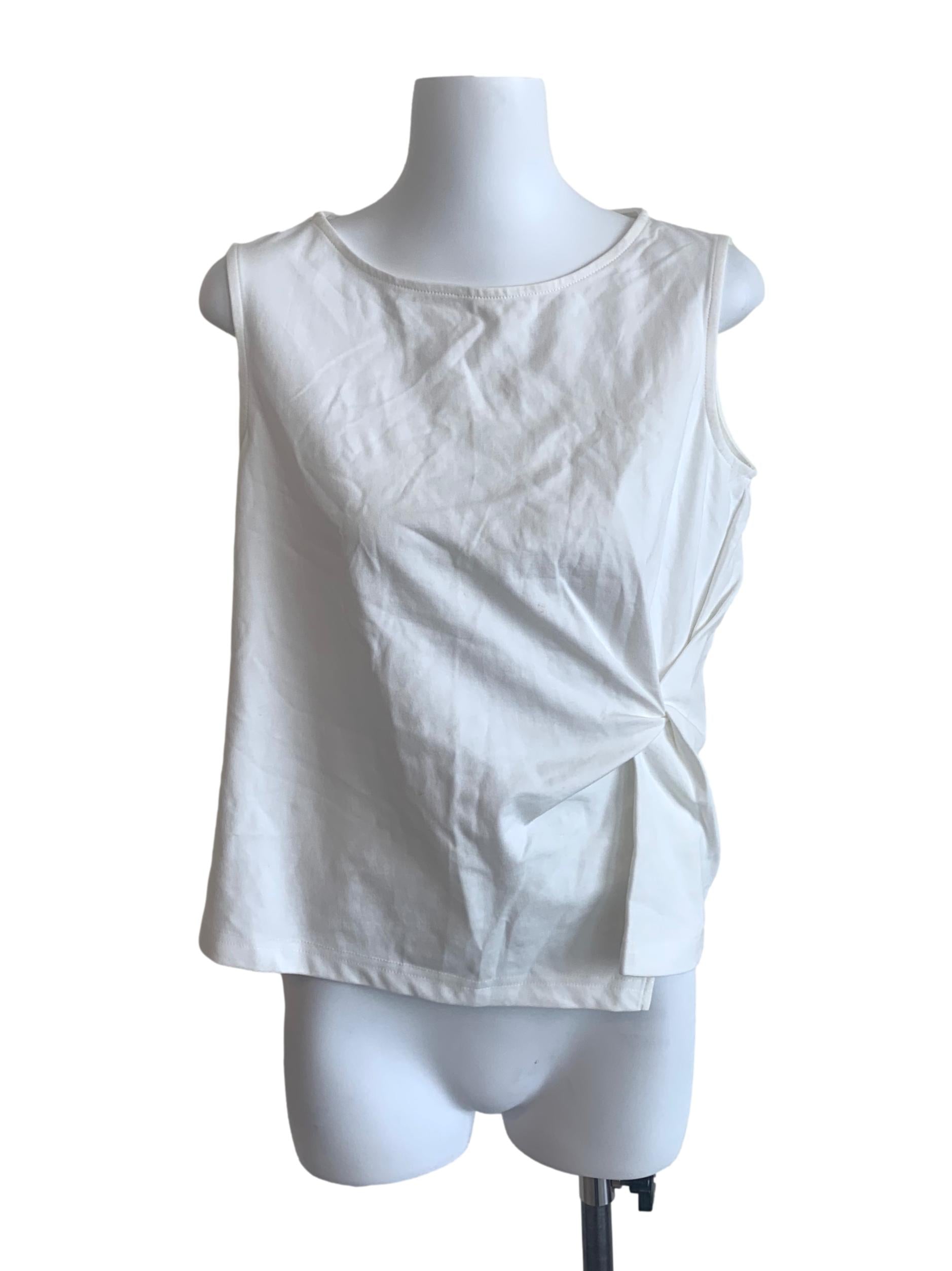 White Round Neck Top